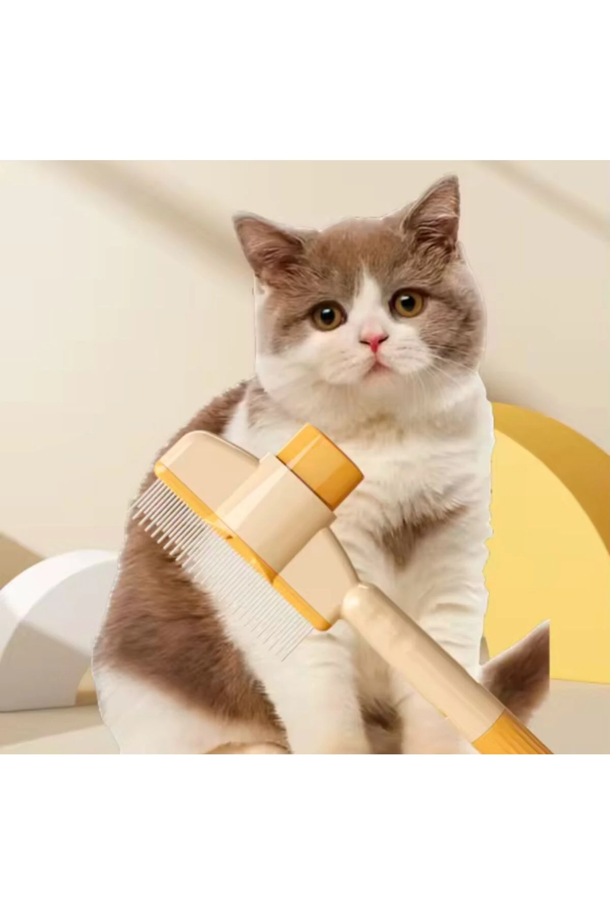 Otomatik Temizlenen Tuşlu Evcil Hayvan Fırçası Kedi Köpek Tüy Ve Pire Toplayıcı Basmalı Tarak