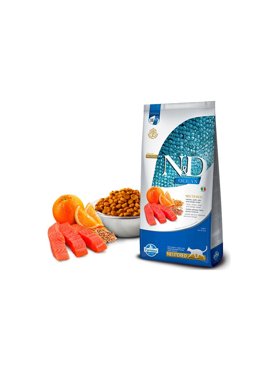 ND Nd Düşük Tahıllı Somon Balıklı Ve Portakallı Kısırlaştırılmış Yetişkin Kedi Maması 10 Kg
