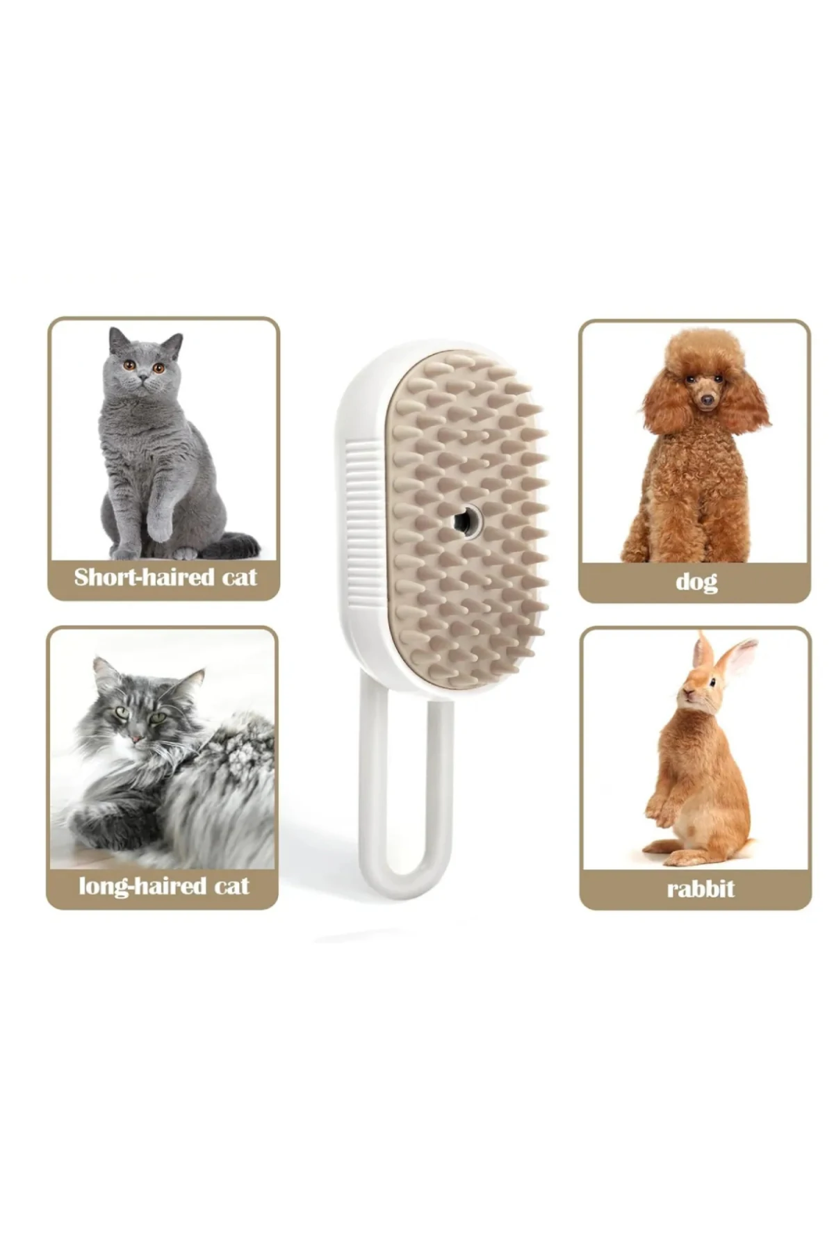 Saplı Buharlı Tarak Kedi & Köpek Yıkama Fırçası ( Karışık Renk )