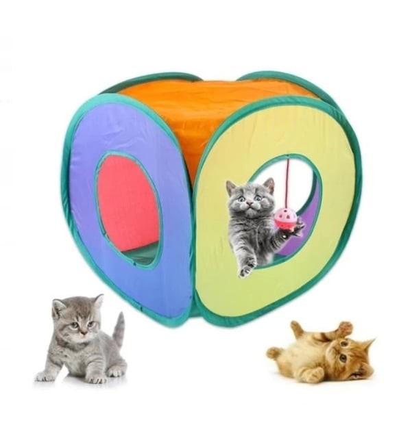 Gökkuşağı Renkli Katlanır Kedi ve Köpek Oyun Tüneli