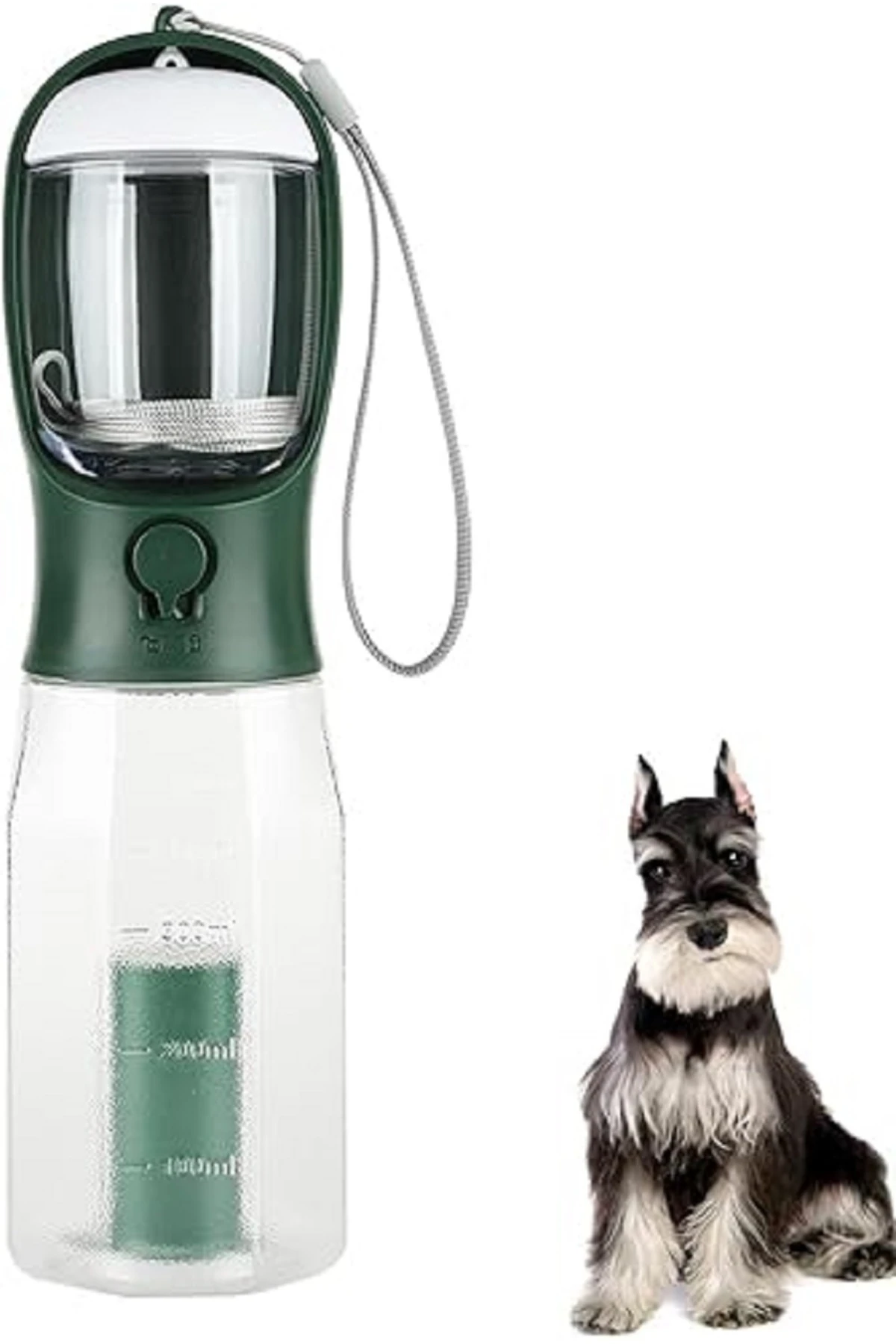 Evcil Hayvanlar İçin 350 ML Taşınabilir Su ve Mama Hazneli Seyahat Suluğu