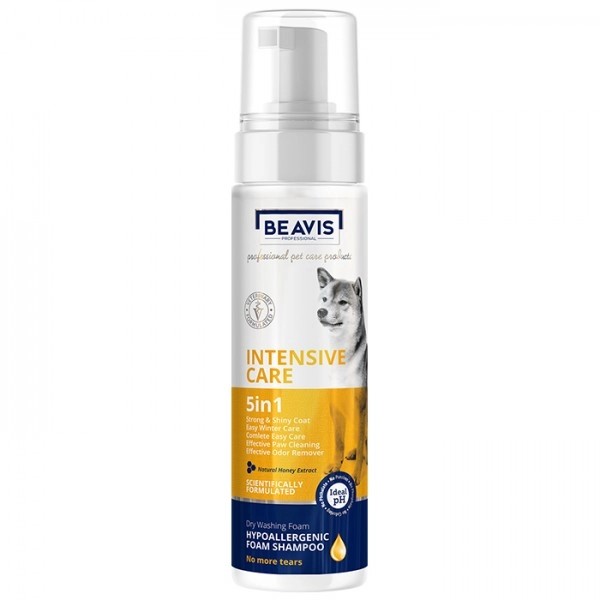 Beavis İntensive Care 5 in 1 Köpekler için Naturel Bal Özlü Kuru Yıkama Köpük Şampuan (200ml)