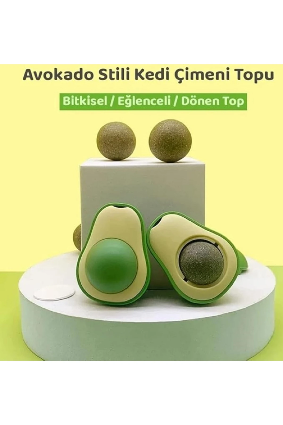 Avokado Kedi Nanesi Topu – Yapışkanlı Kedi Otu Oyuncağı, Kedi Eğlence Topu