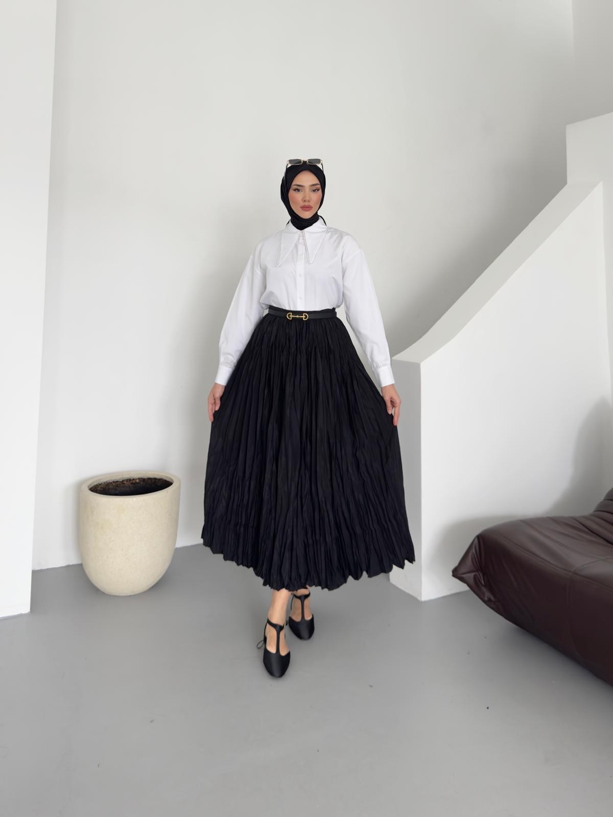 Pilise detaylı kıraş etek