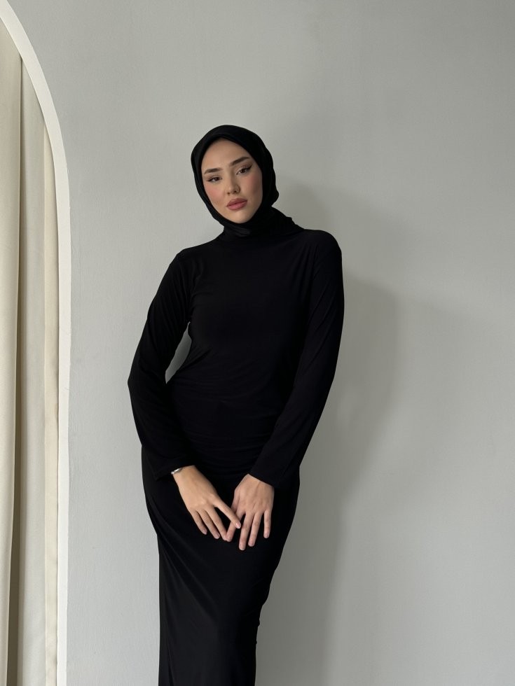 Yan drape detaylı elbise