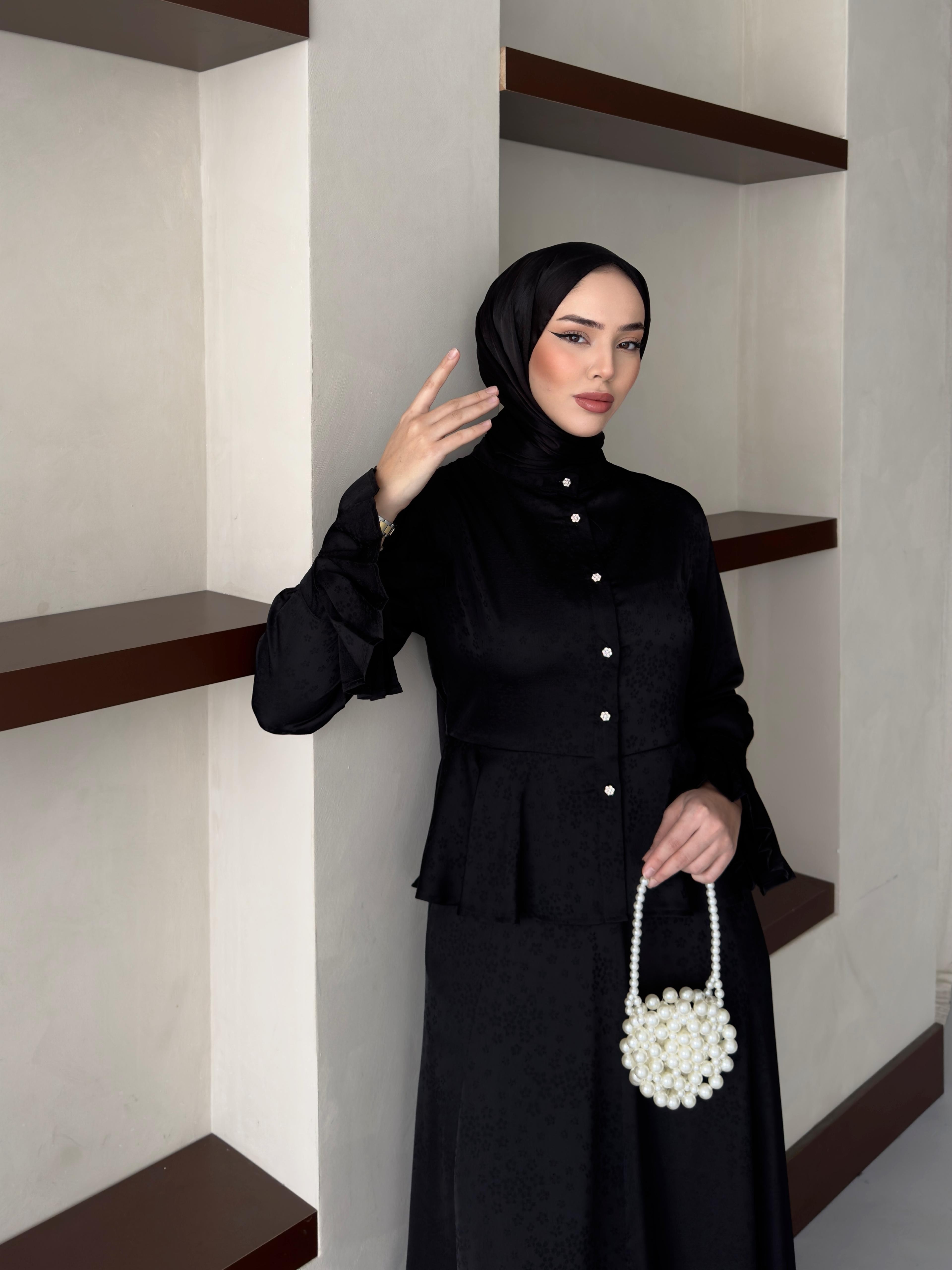 MİLA JAKAR DESENLİ SİYAH TAKIM