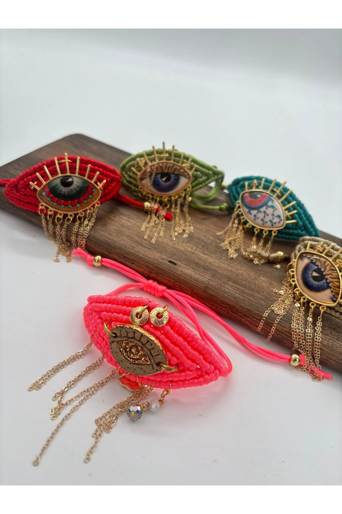 Seramik Gözlü Ayarlanabilir Makrome Bileklik