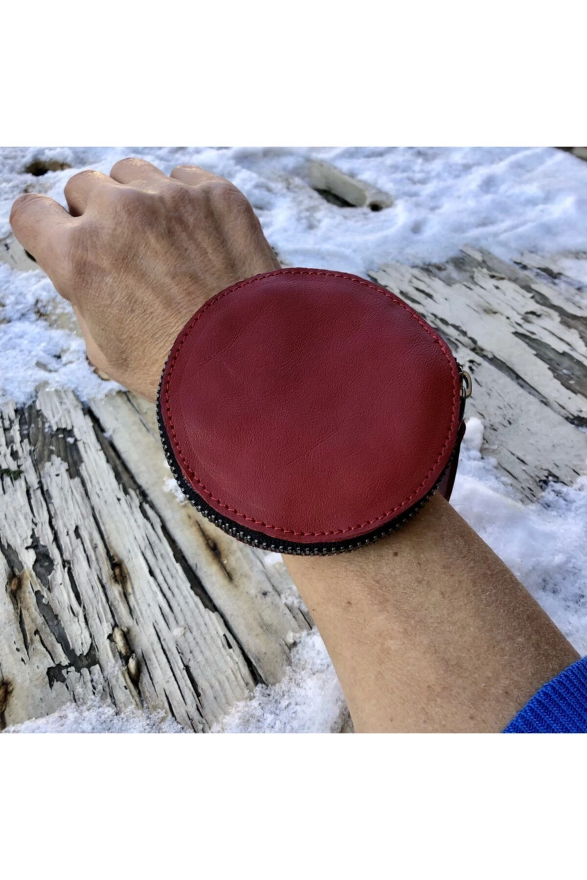 Kırmızı Deri Bilek Çantası