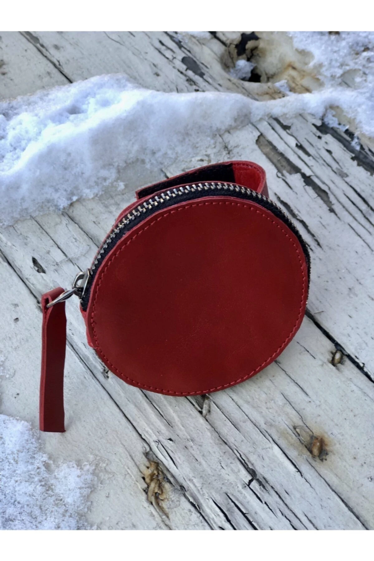 Kırmızı Deri Bilek Çantası