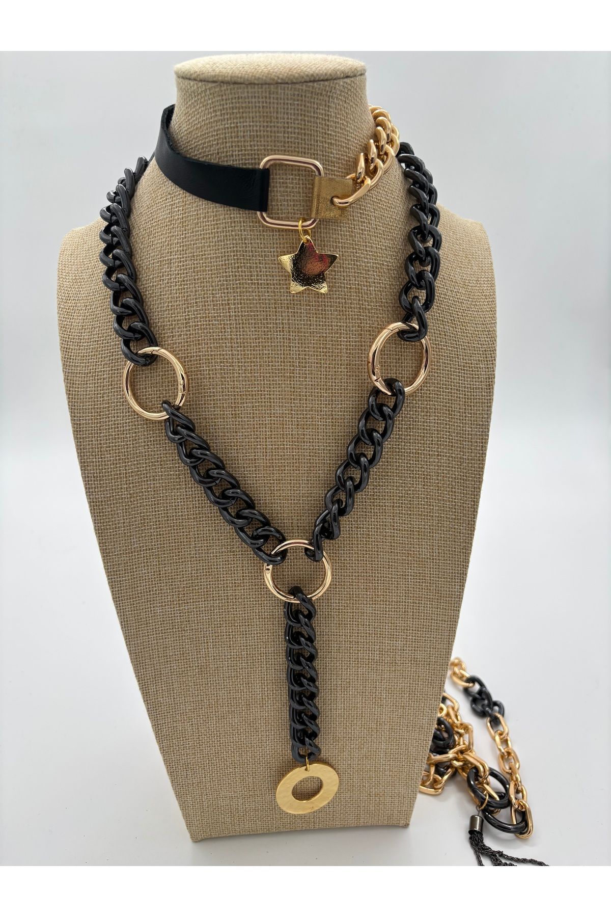 2 Renk Zincirli Modern Kolye