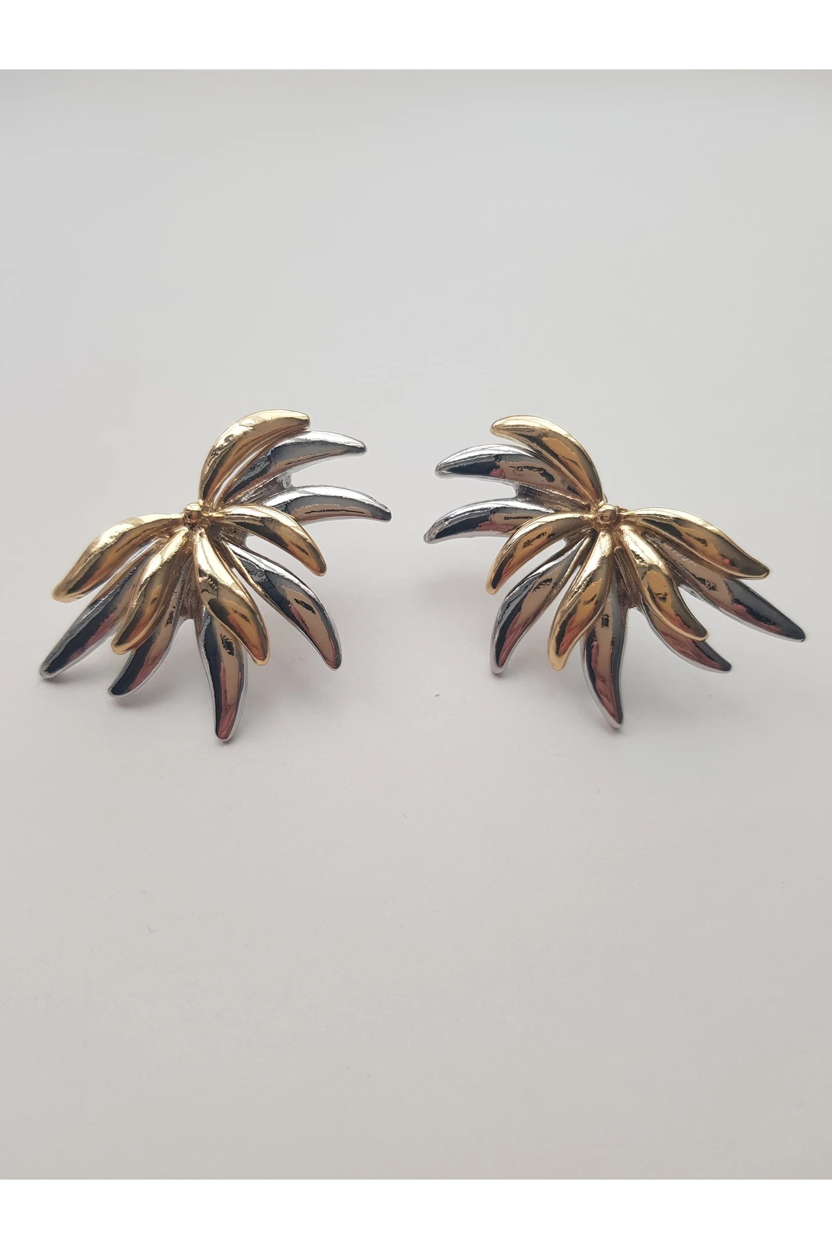 GOLD SİLVER PALMİYE KÜPE