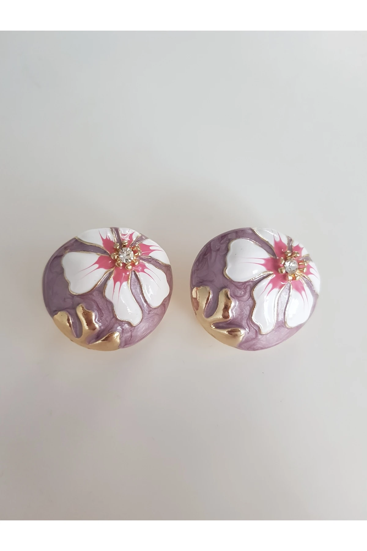 MOR MİNELİ ÇİÇEK KÜPE