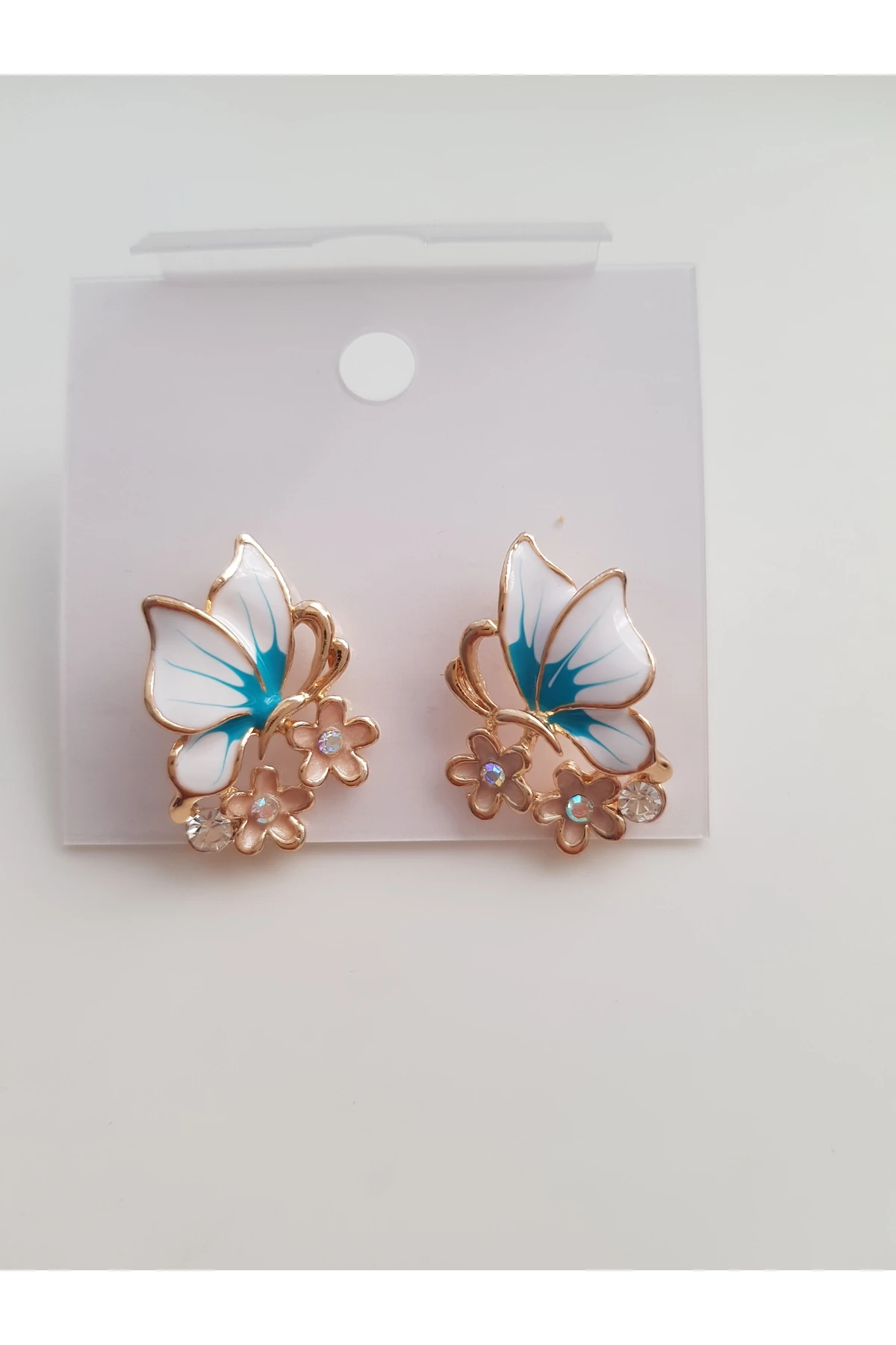 KELEBEK FİGÜRLÜ TURKUAZ RENKLİ KÜPE