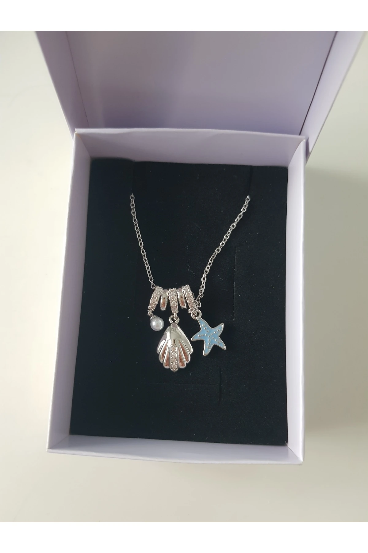 ZİRKON TAŞ DETAYLI DENİZ YILDIZI KOLYE