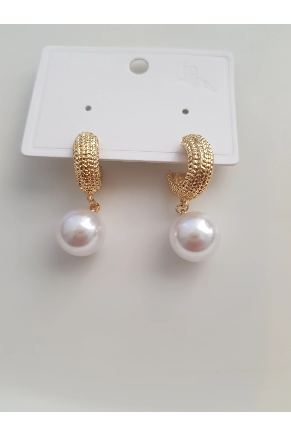 GOLD MİNİMAL HALKA İNCİ KÜPE