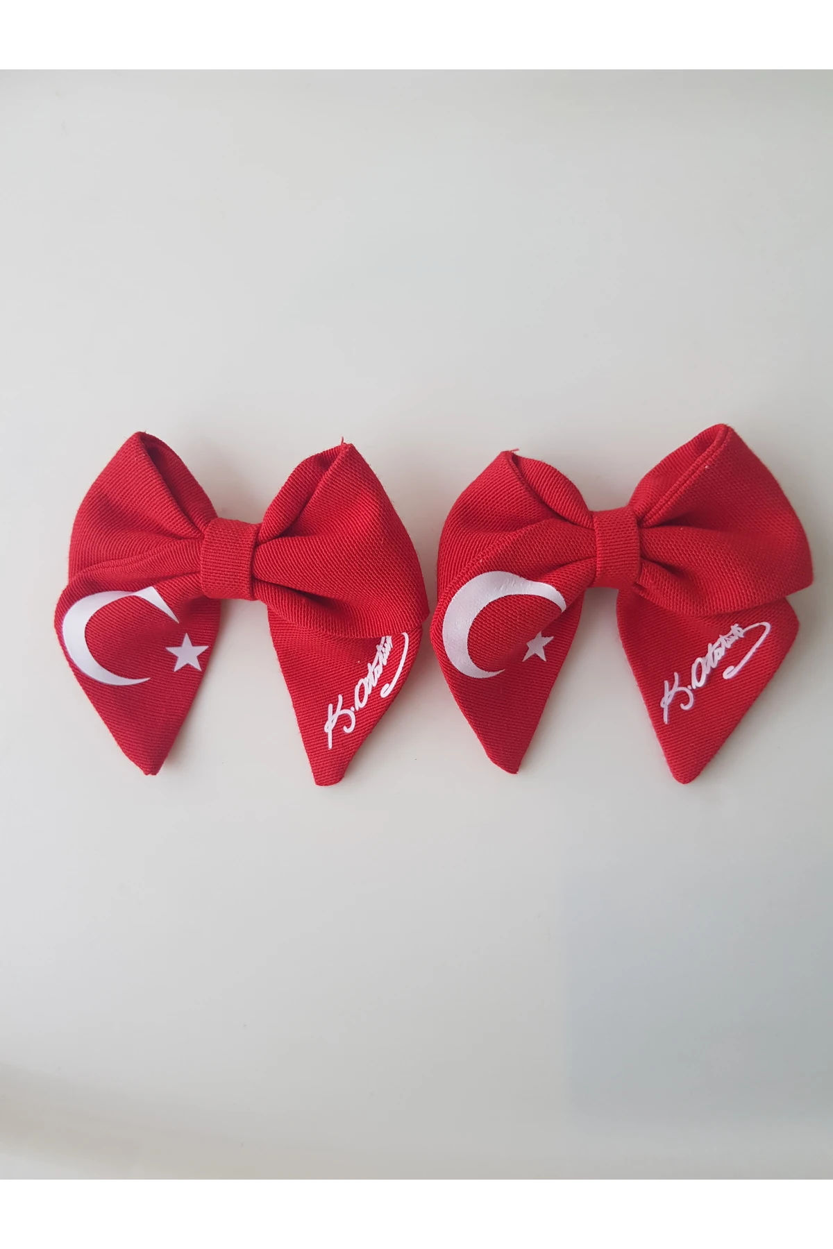 AY YILDIZ VE ATATÜRK İMZALI KIRMIZI ÇİFTLİ FİYONK TOKA