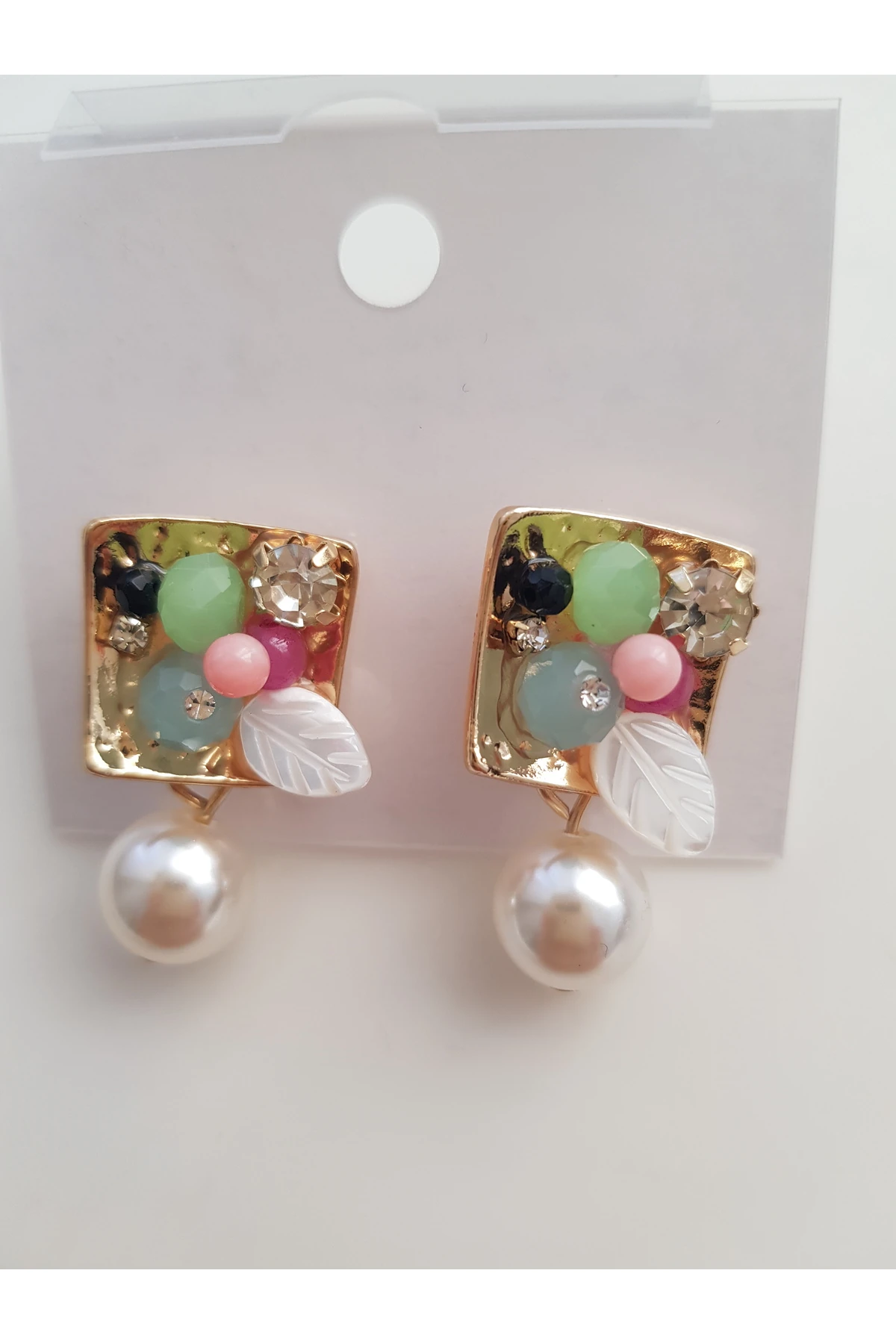 ÖZEL TASARIM ÇOK RENKLİ KARE KÜPE