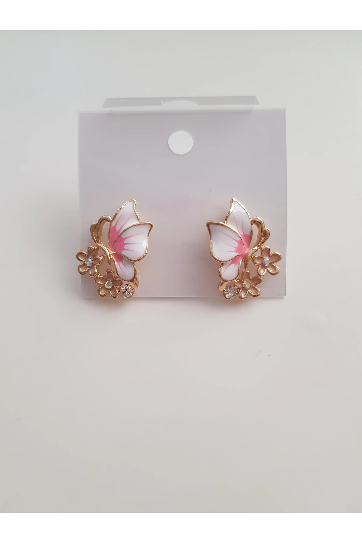 KELEBEK FİGÜRLÜ PEMBE RENKLİ KÜPE