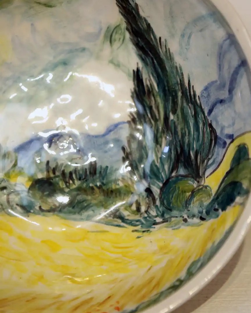 Van Gogh Selvi Ağaçlı Buğday Tarlası - Derin Kase  19cm