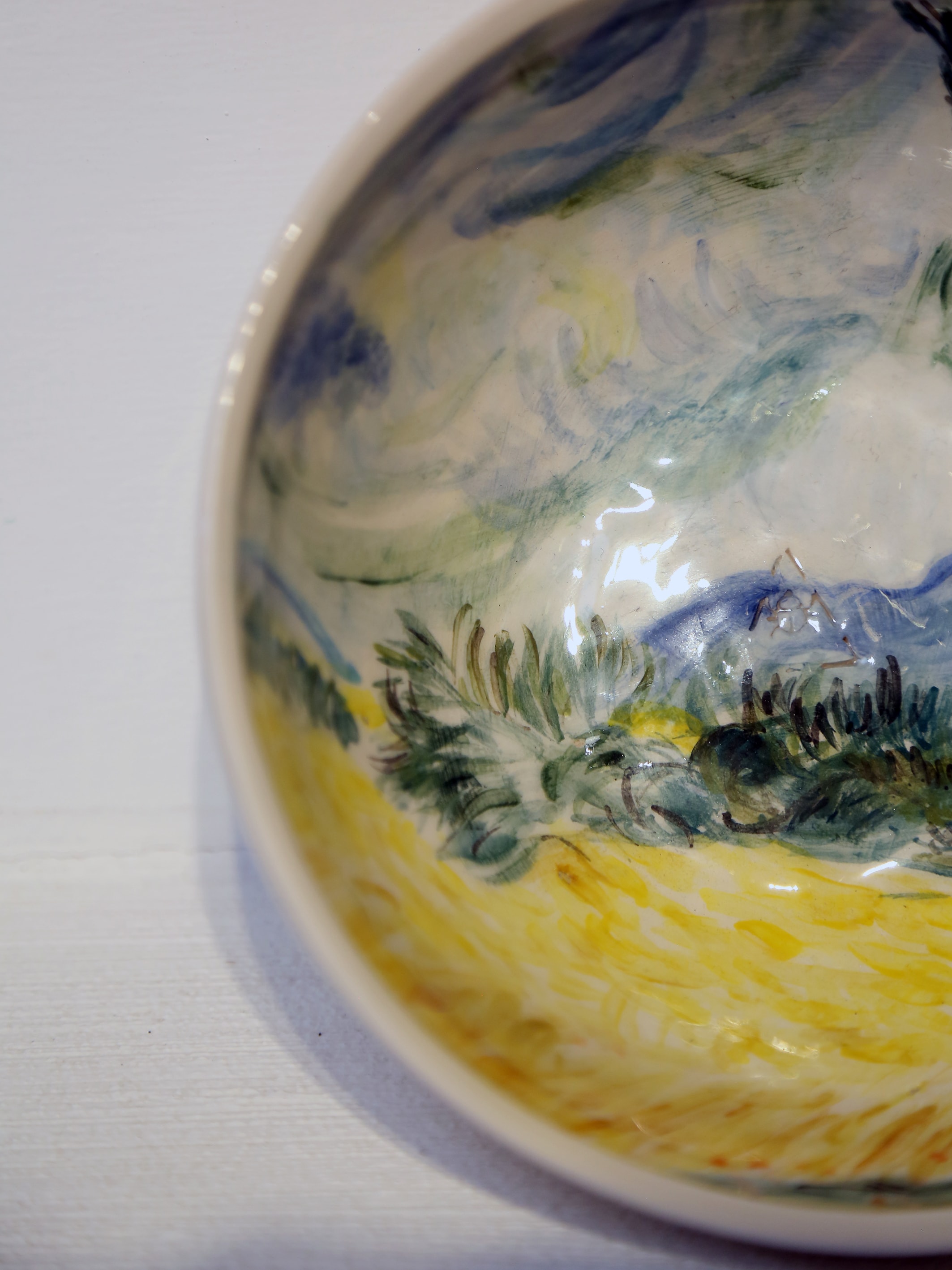 Van Gogh Selvi Ağaçlı Buğday Tarlası - Derin Kase  19cm