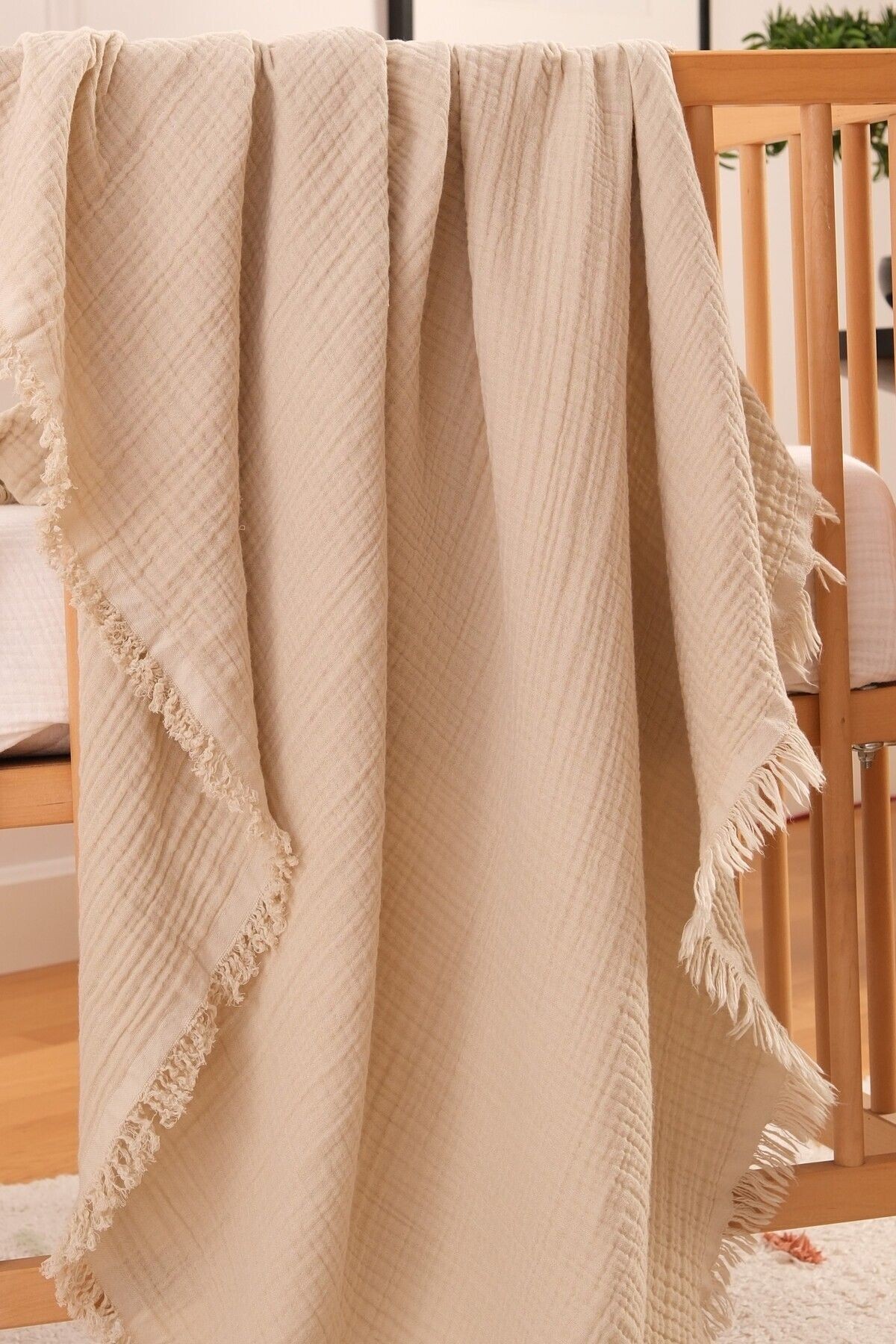 Müslin Bebek & Örtü & Battaniye 4 Katlı %100 Pamuk Organik Oeko-teks Sertifikalı 120x100 Cm / Taş