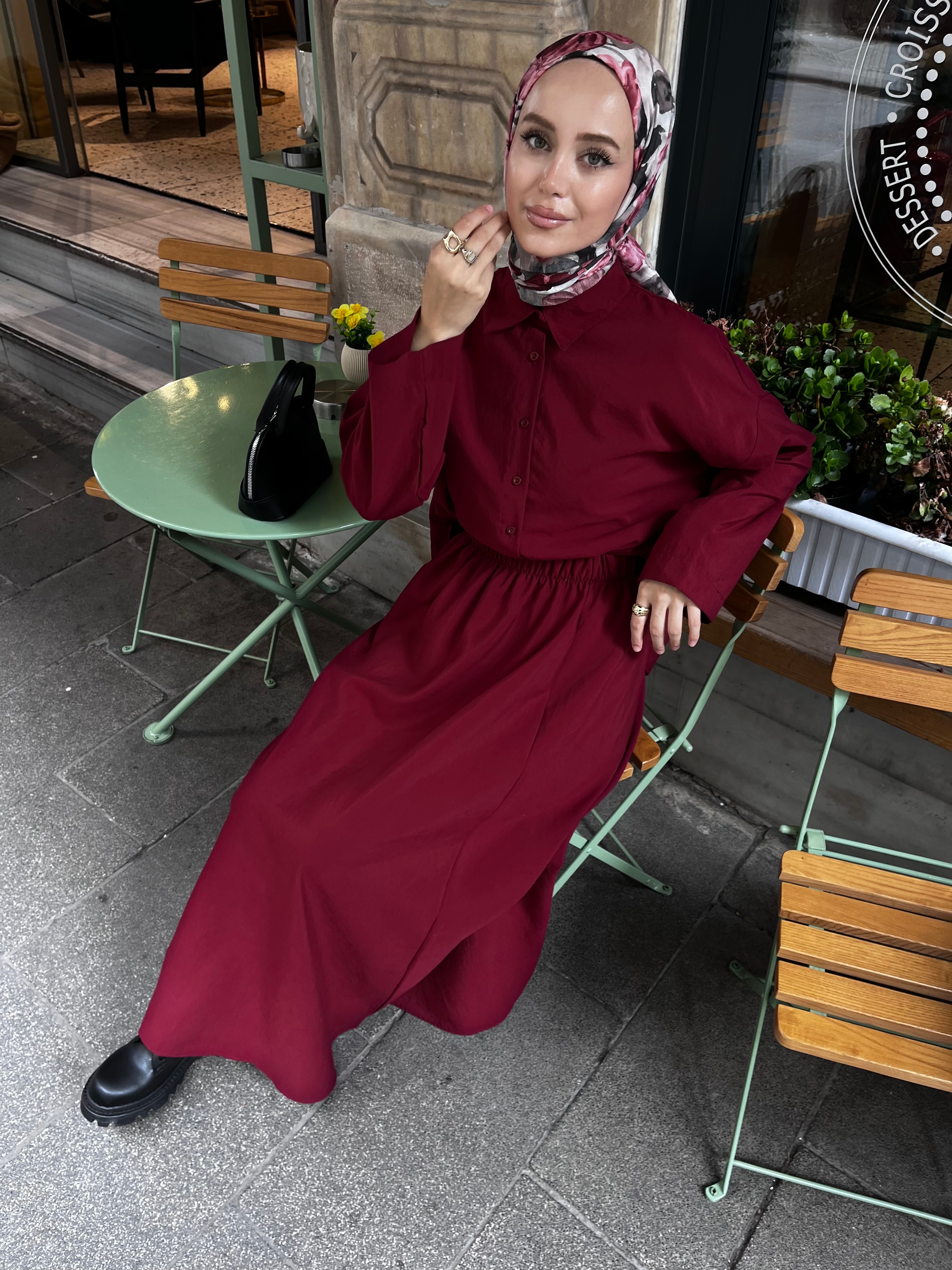 Modal Gömlek Takım - Bordo