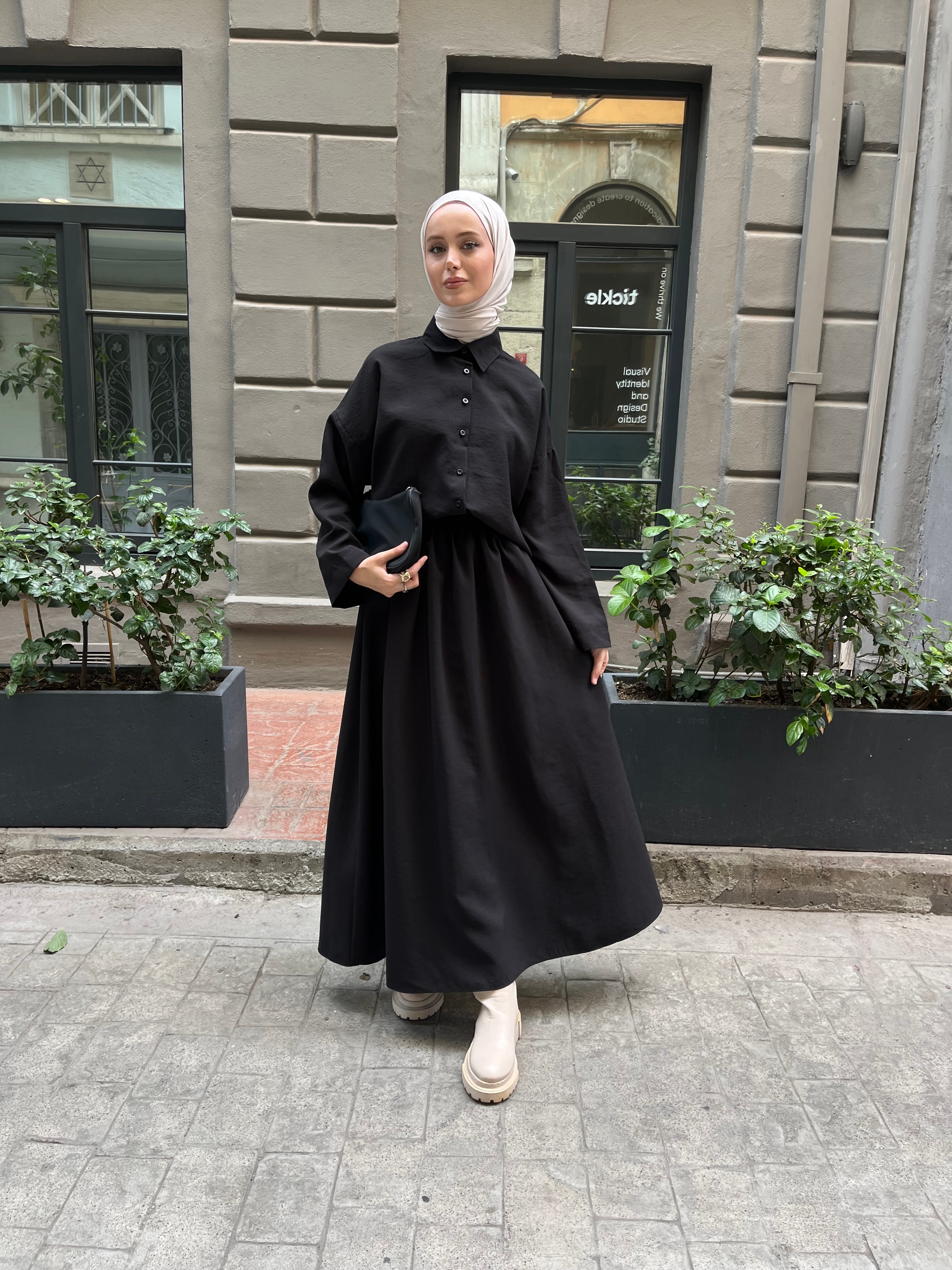Modal Gömlek Takım - Siyah