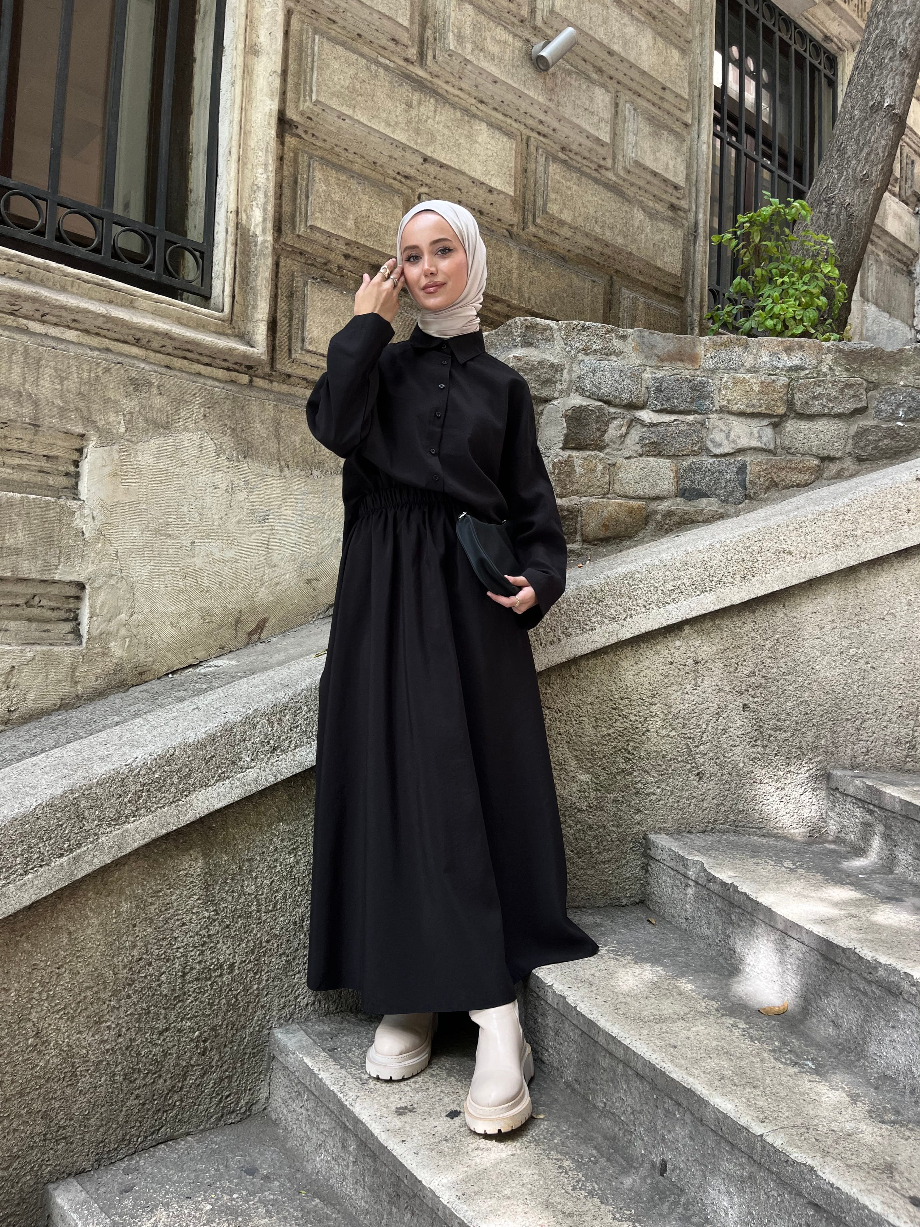 Modal Gömlek Takım - Siyah