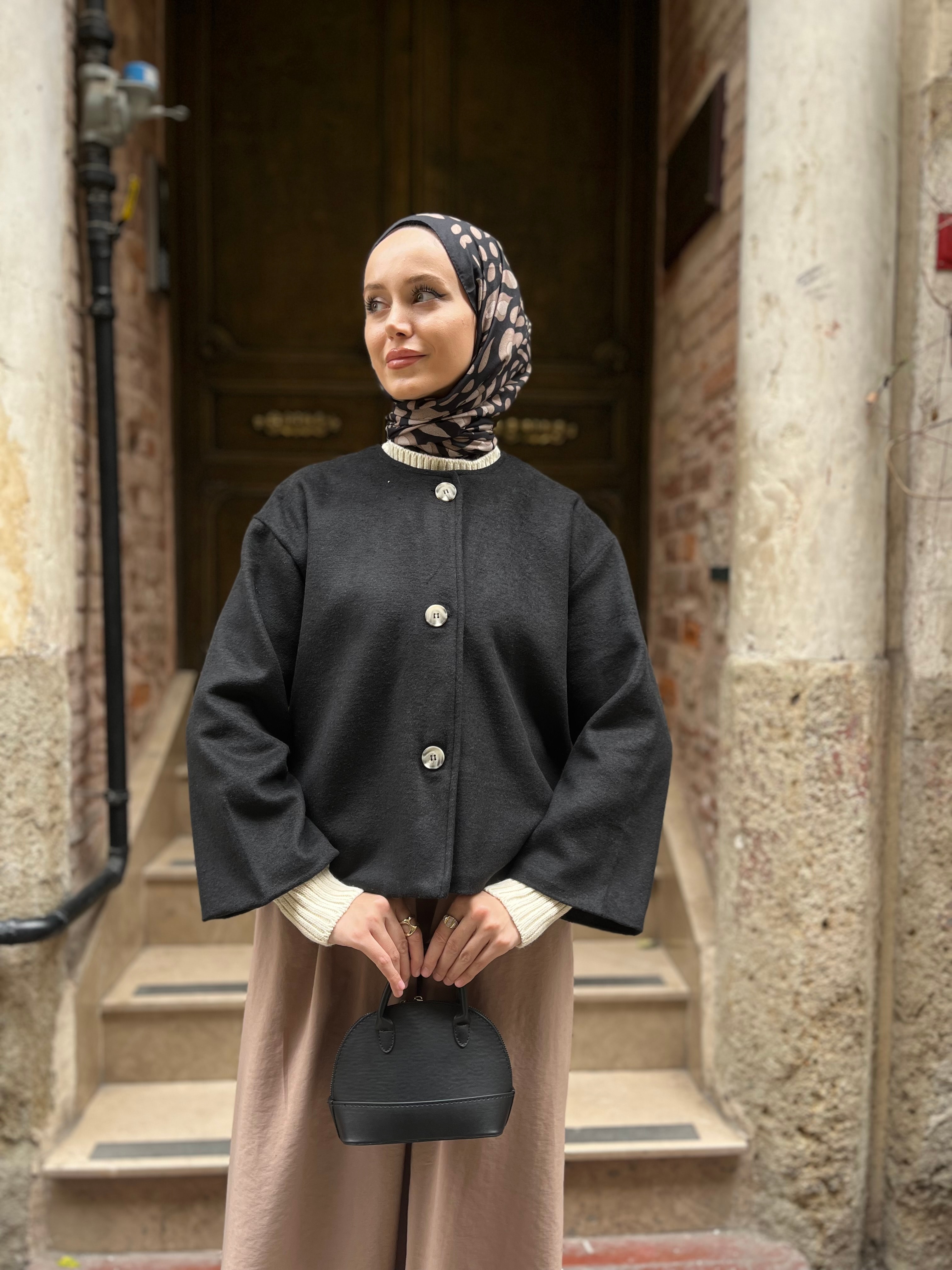 Kaşe Ceket - Siyah