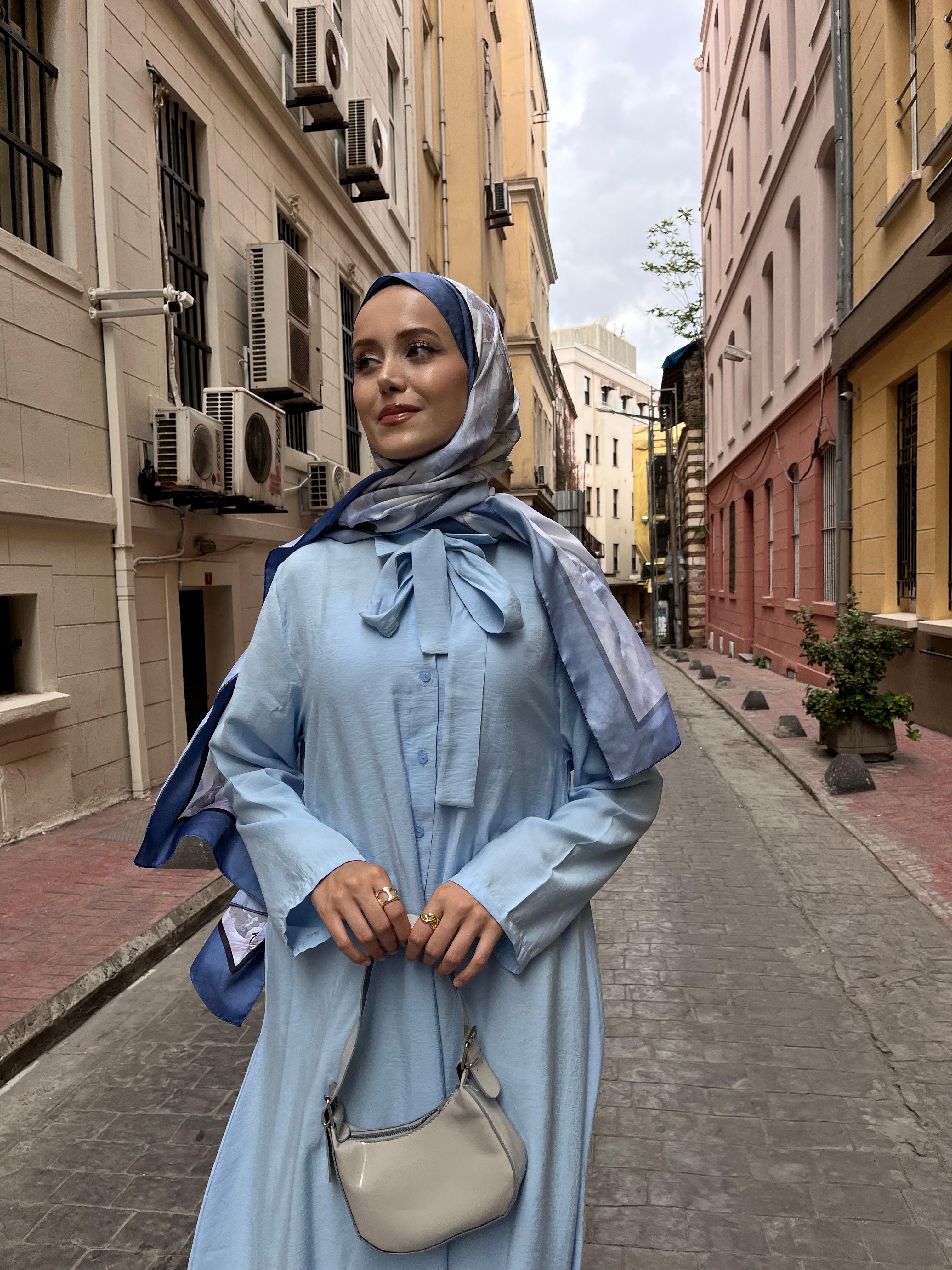 Bebe Mavisi Modal Gömlek Elbise