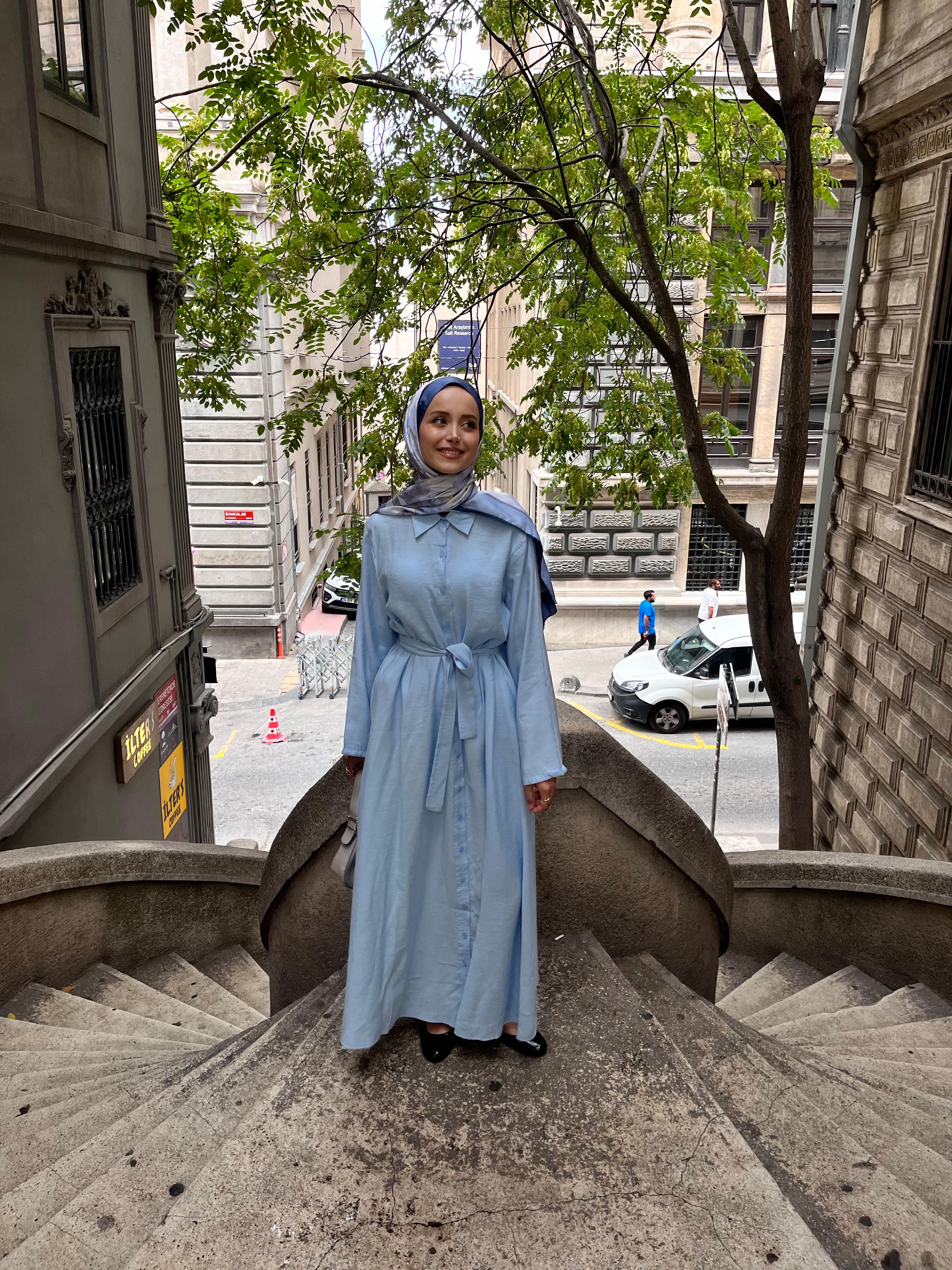Bebe Mavisi Modal Gömlek Elbise