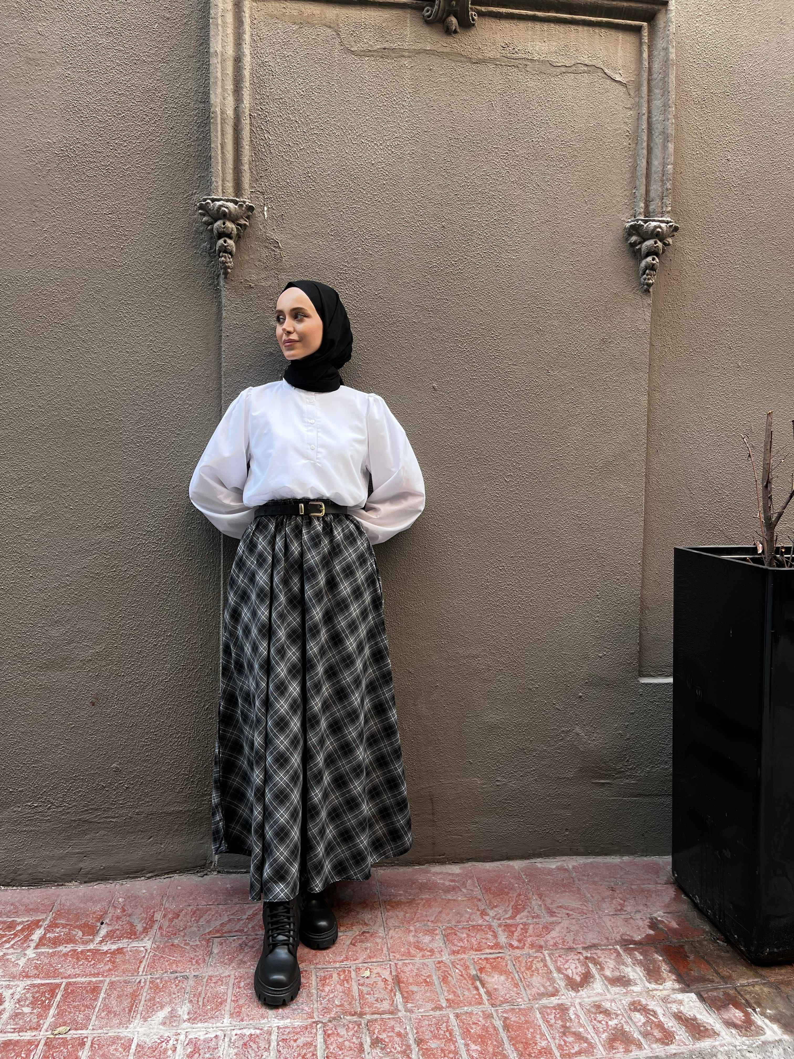 Ekose Etek - Siyah