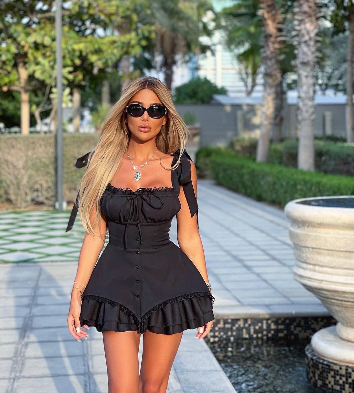Dalgıç Ve Sandy Kumaş Astarlı Düğmeli Corset Elbise