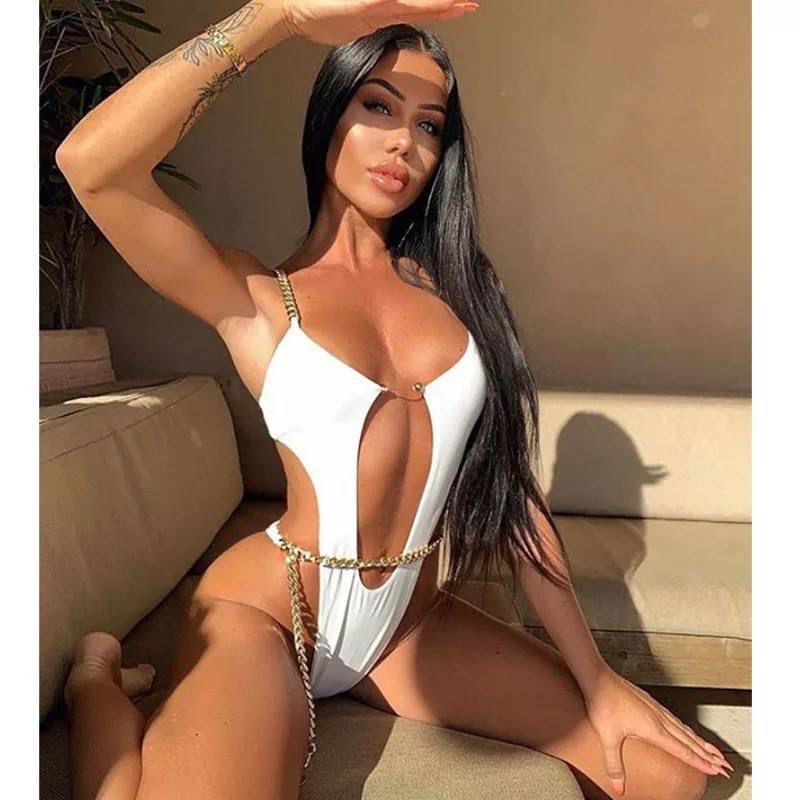 Zincir Detaylı Bikini Takım - Beyaz