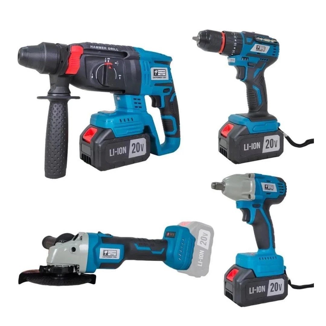 CATPOWER CAT1380 KOMURSUZ AKULU 4 LU SET DAR.VIDALAMA/KIRICI-DELICI/AVUC TASLAM/SOMUN SIKMA 20V-LI-IO
