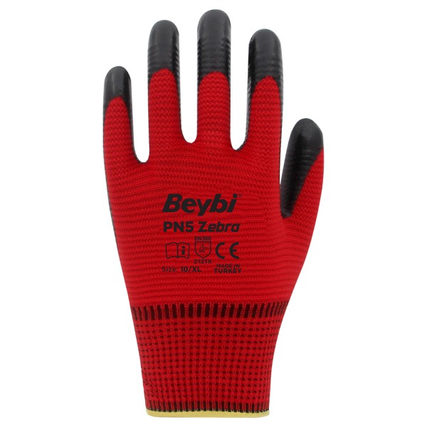 Beybi PN5 Zebra Kırmızı Siyah Eldiven No:10