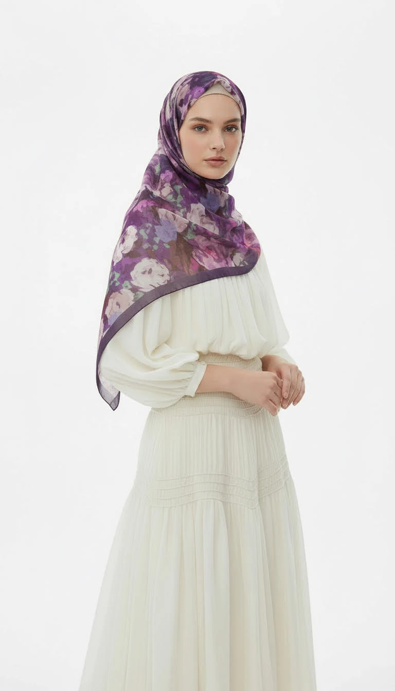 Tomurcuk Vual Mor Şal