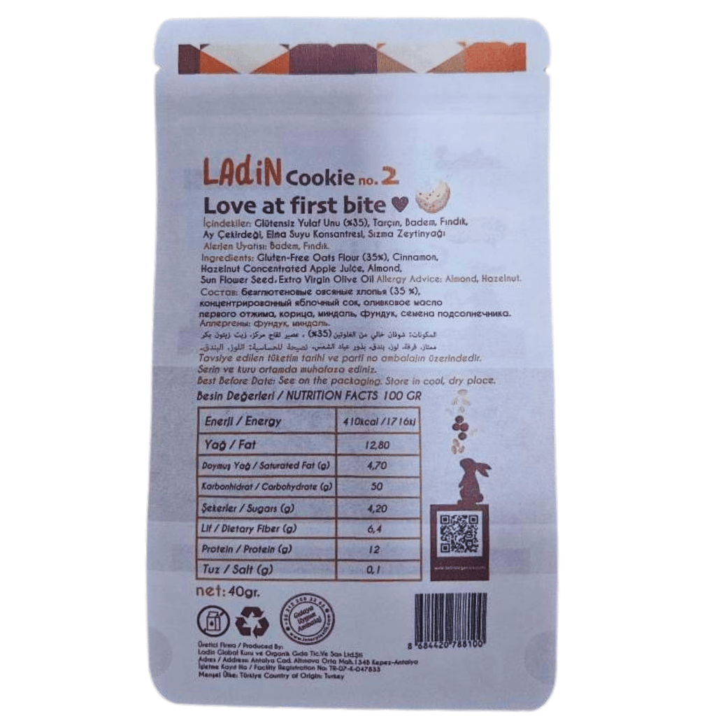 LAdin Glütensiz Cookie No 2 (Granola) 40 gr /10 lu set