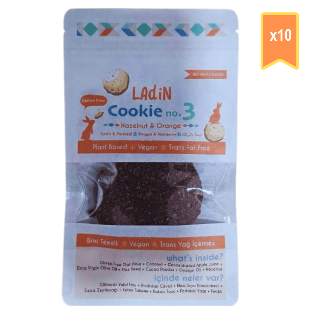 LAdin Glütensiz Cookie No 3 (Fındık & Portakal) 40 gr / 10lu Set