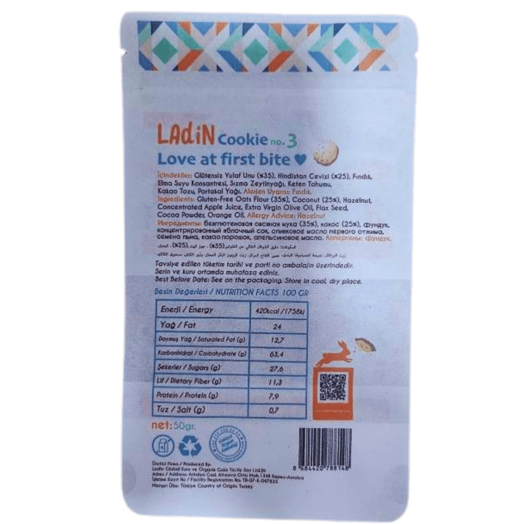 LAdin Glütensiz Cookie No 3 (Fındık & Portakal) 40 gr