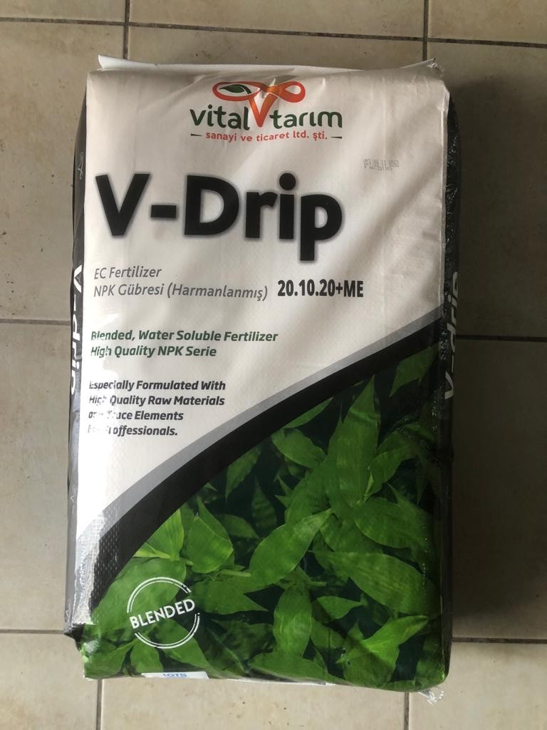 Vital Tarım V-Drip 20-10-20 (20.10.20+ME) NPK Gübre 25kg