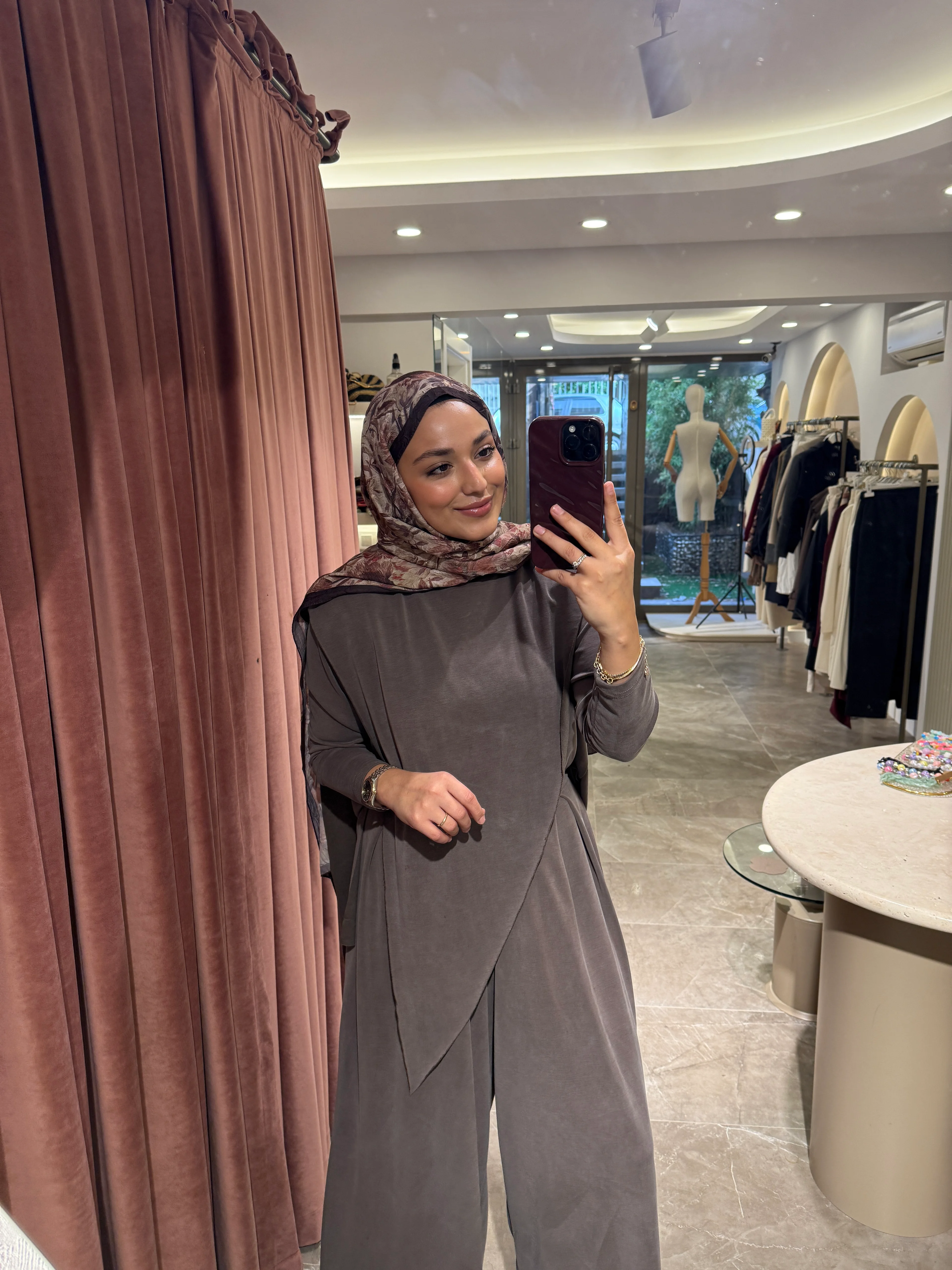 Çapraz Yaka Etek Pantolon Premium Oysho Takım - Sütlü Lahve