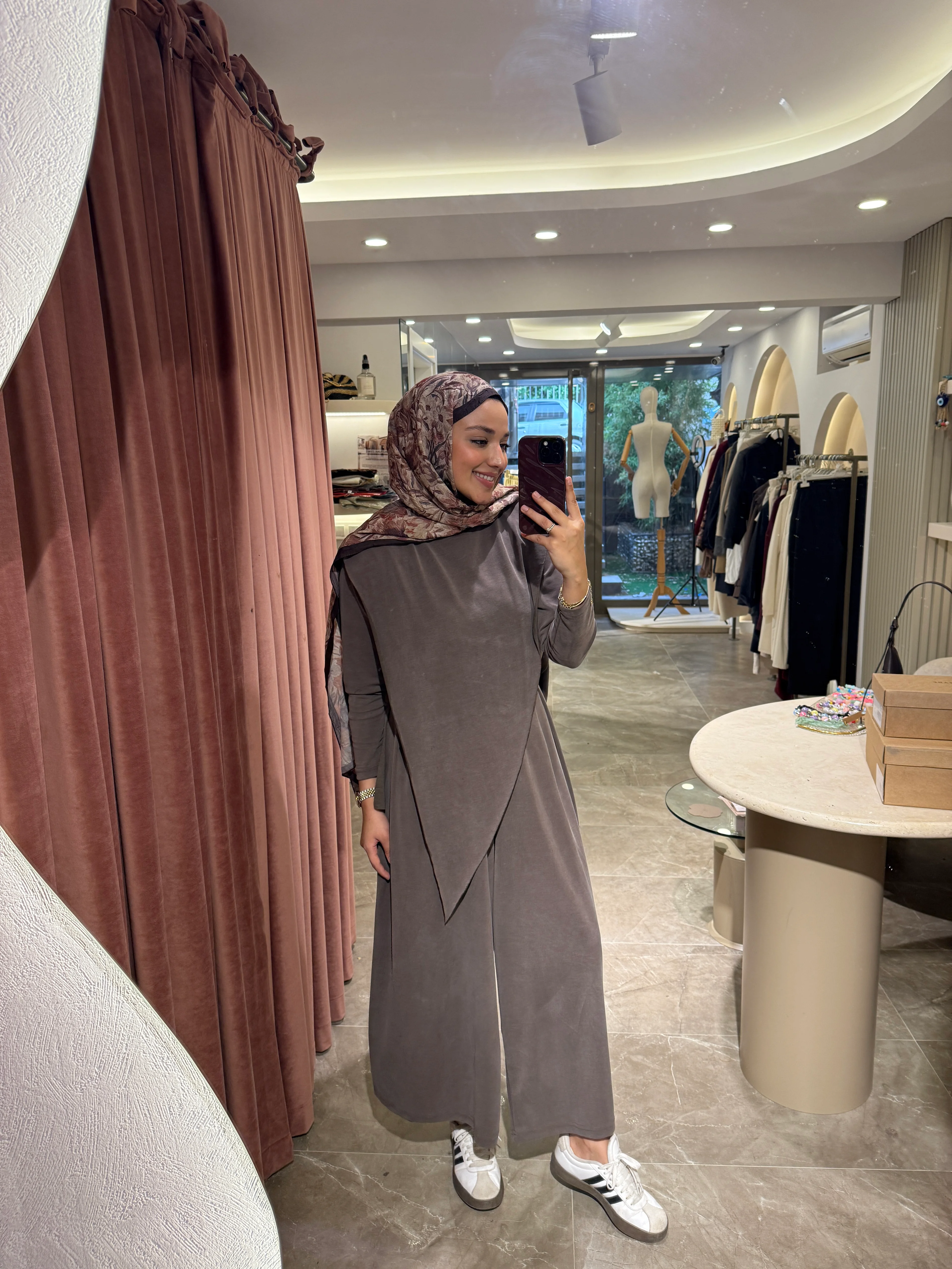 Çapraz Yaka Etek Pantolon Premium Oysho Takım - Sütlü Lahve