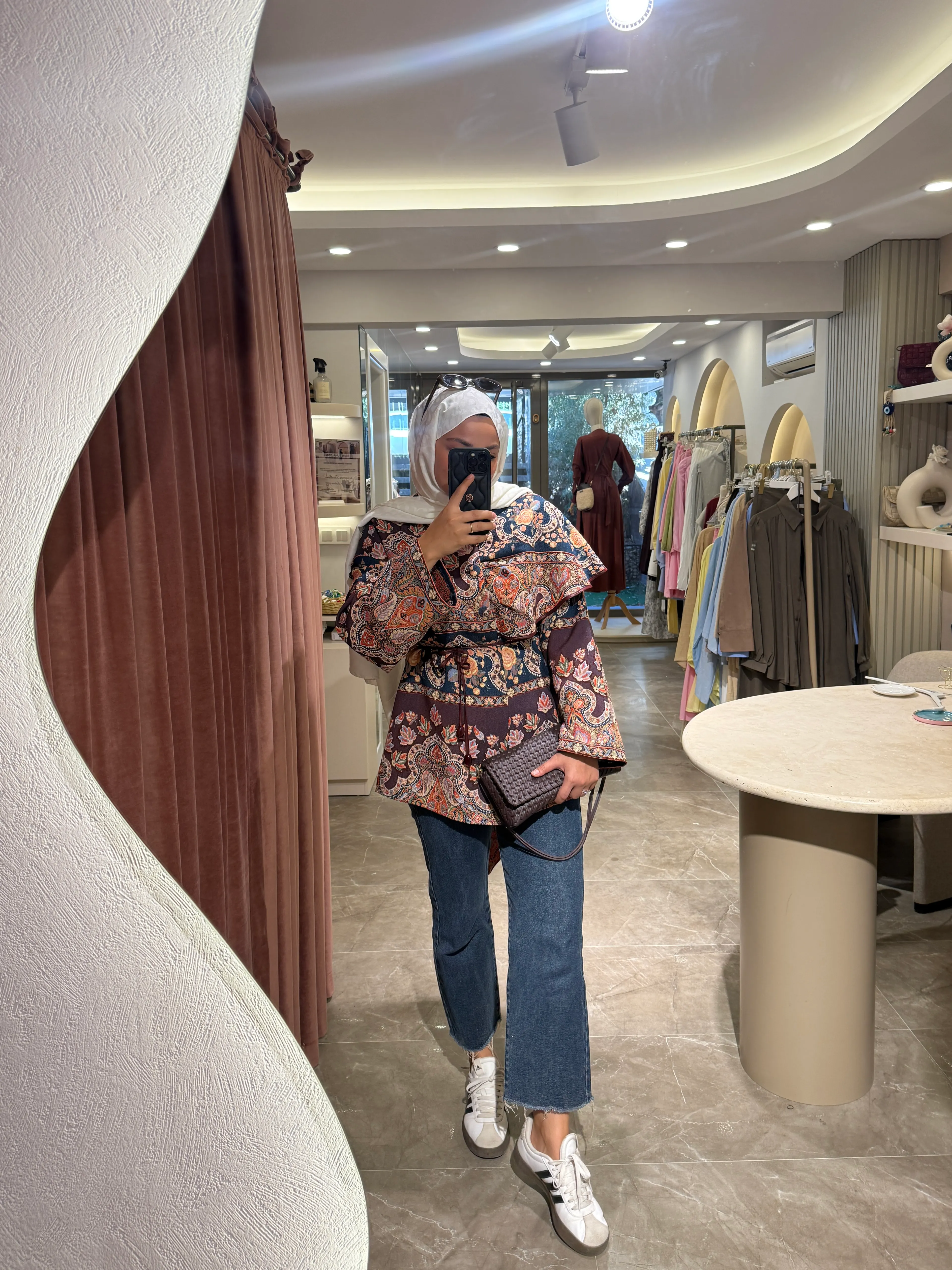 Etnik Desen Şal Yaka Ceket 