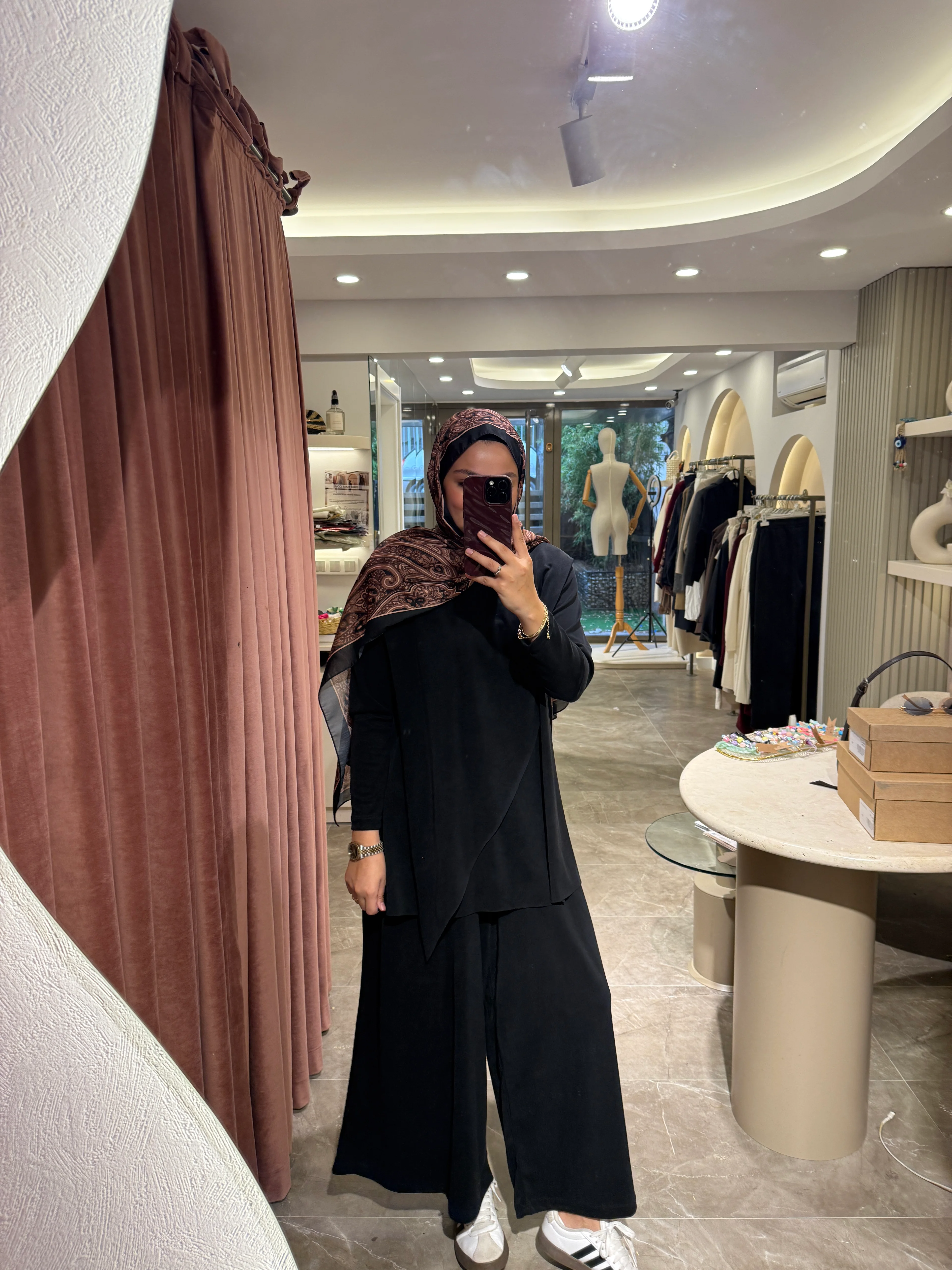 Çapraz Yaka Etek Pantolon Premium Oysho Takım - Siyah