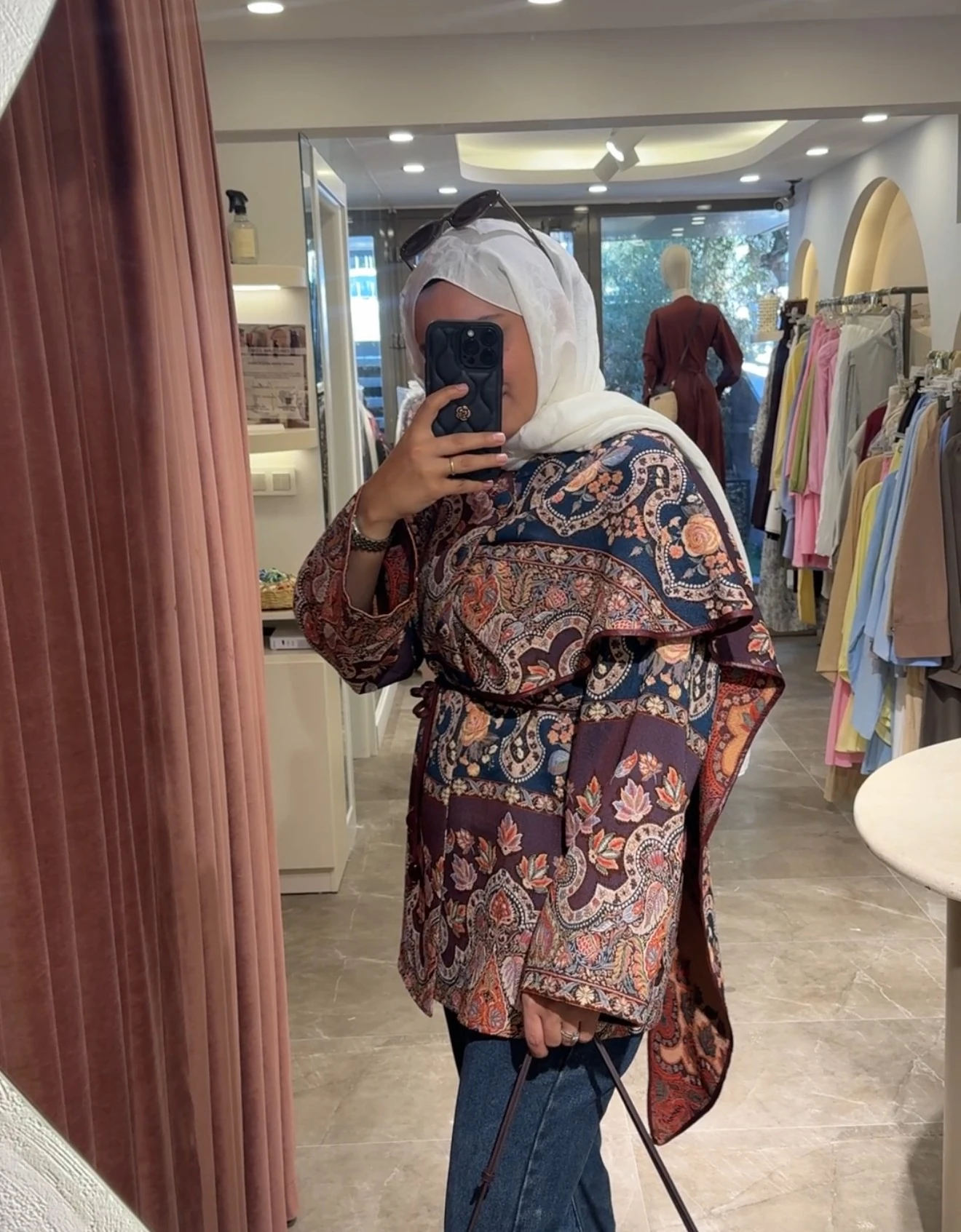 Etnik Desen Şal Yaka Ceket 