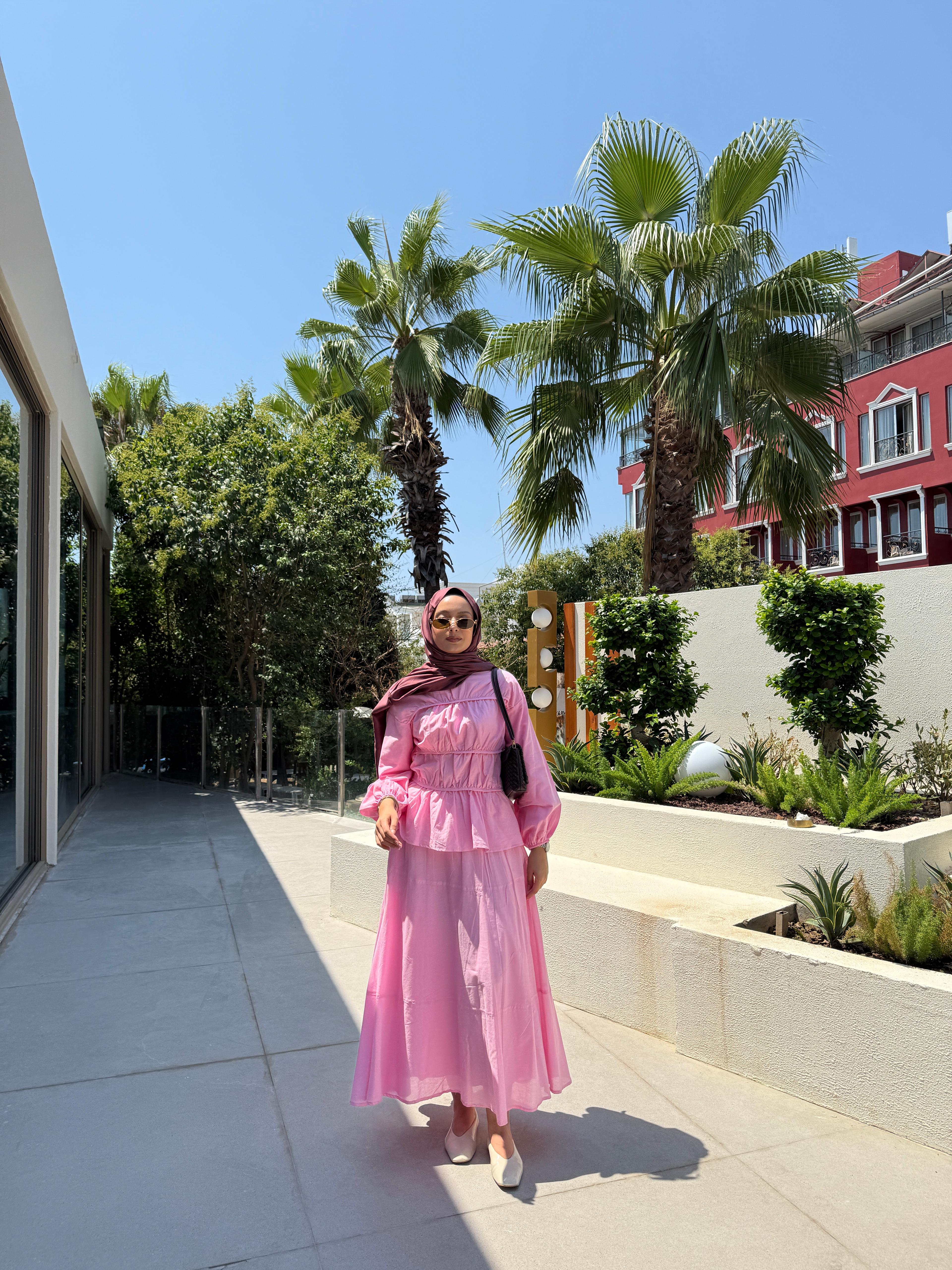 Perla Pembe İkili Etekli Takım 
