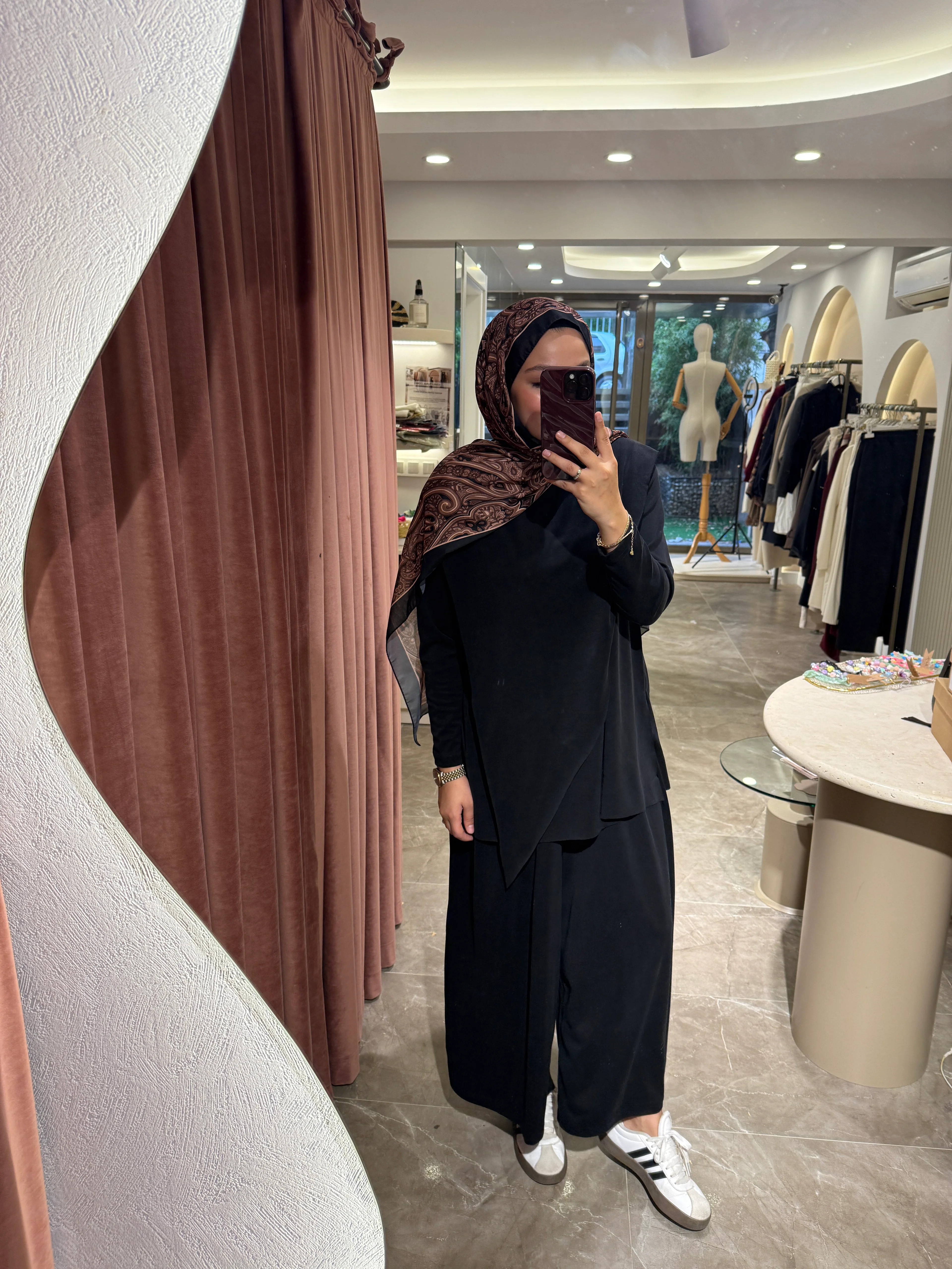 Çapraz Yaka Etek Pantolon Premium Oysho Takım - Siyah