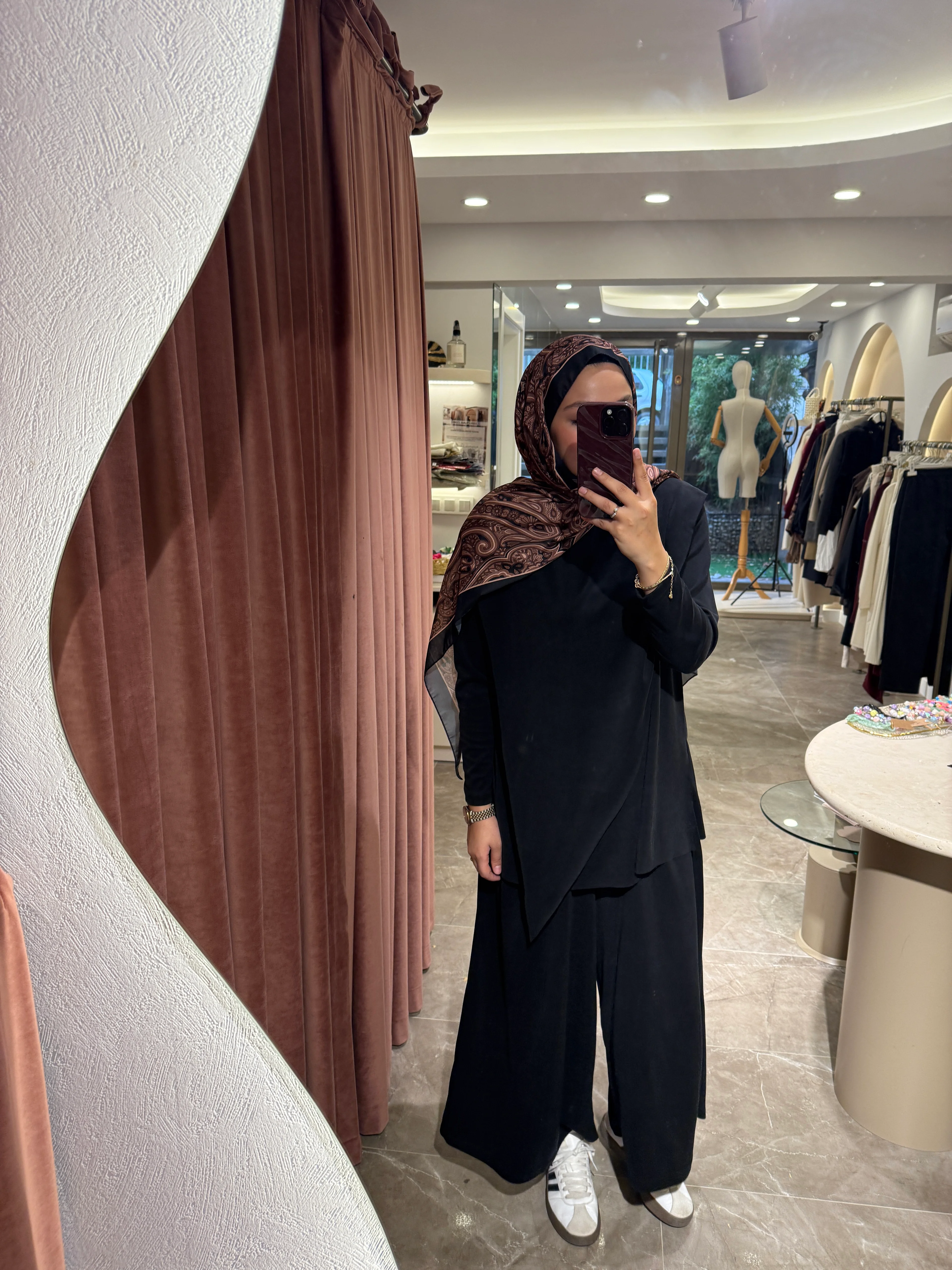 Çapraz Yaka Etek Pantolon Premium Oysho Takım - Siyah