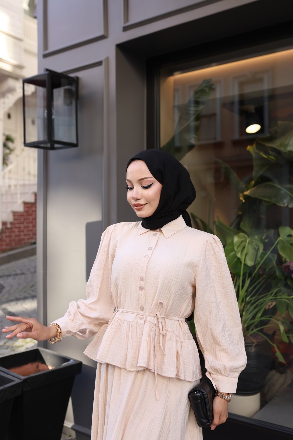 Balon Kol Peplum Bluzlu Solva Etek Takımı